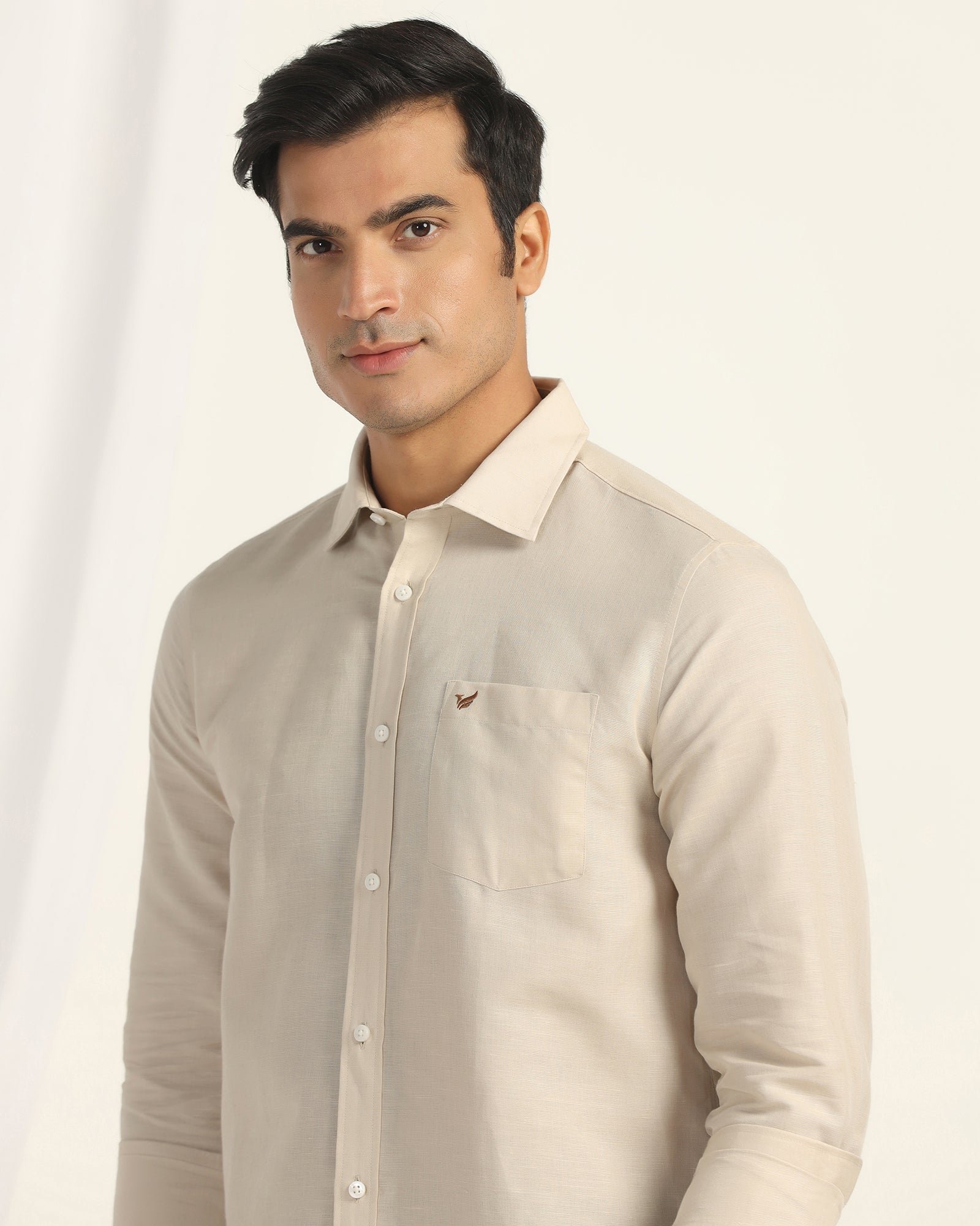 Linen Casual Natural Solid Shirt - Salmon