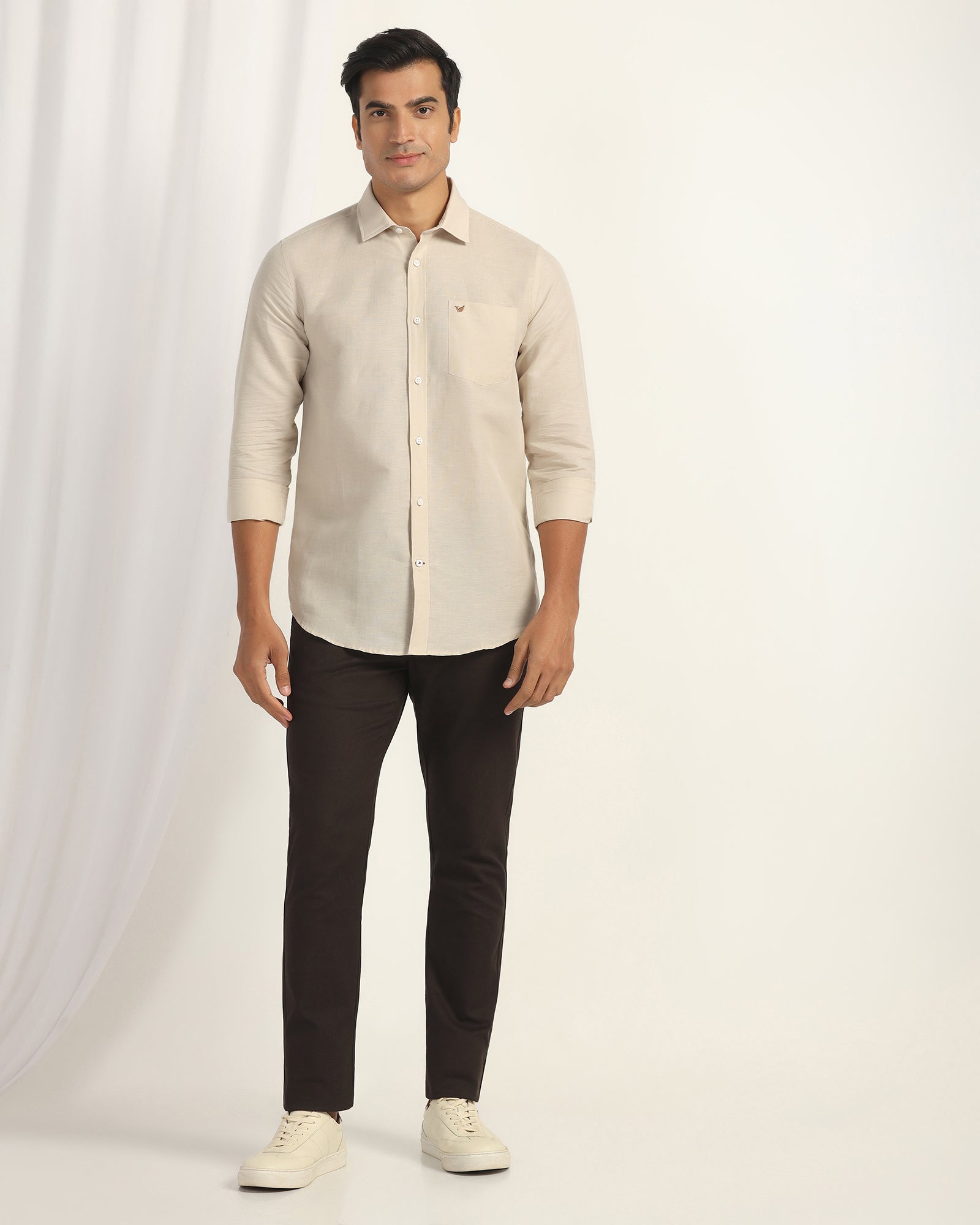 Linen Casual Natural Solid Shirt - Salmon
