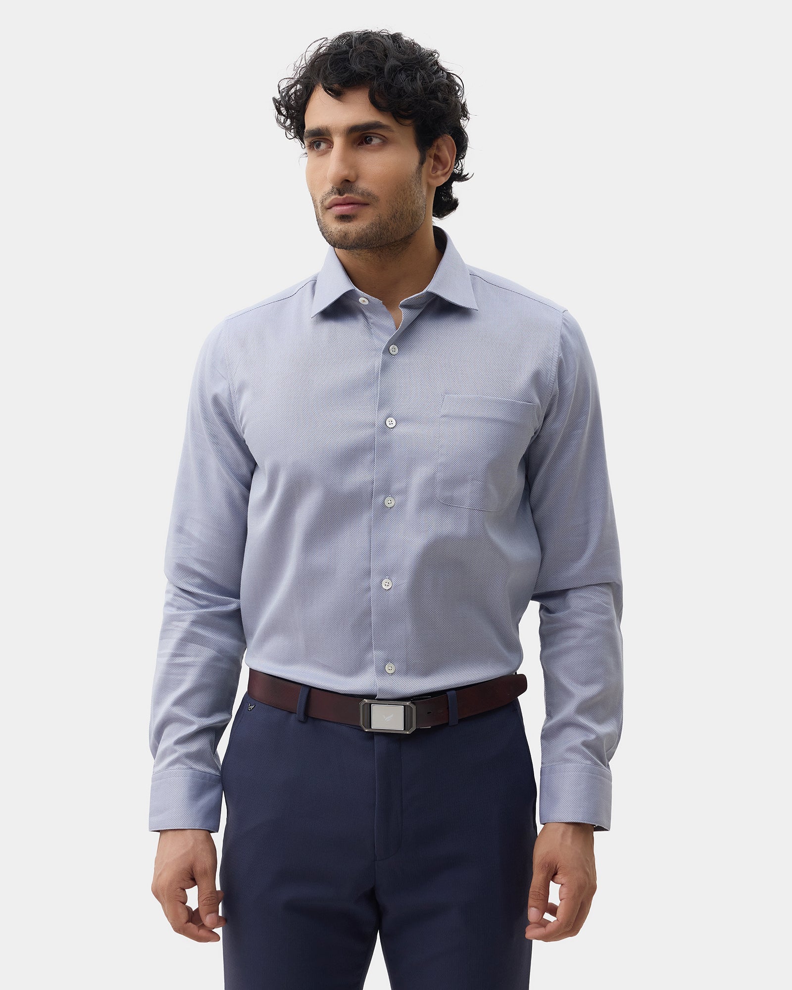 Luxe Formal Grey Textured Shirt - Thyme