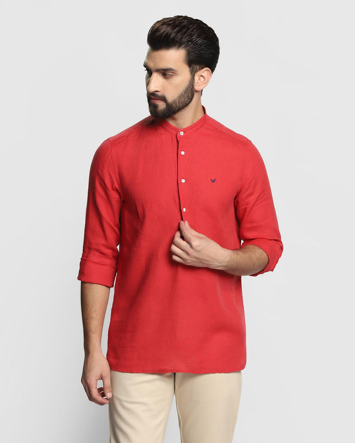 Linen Casual Red Solid Shirt - Cardano