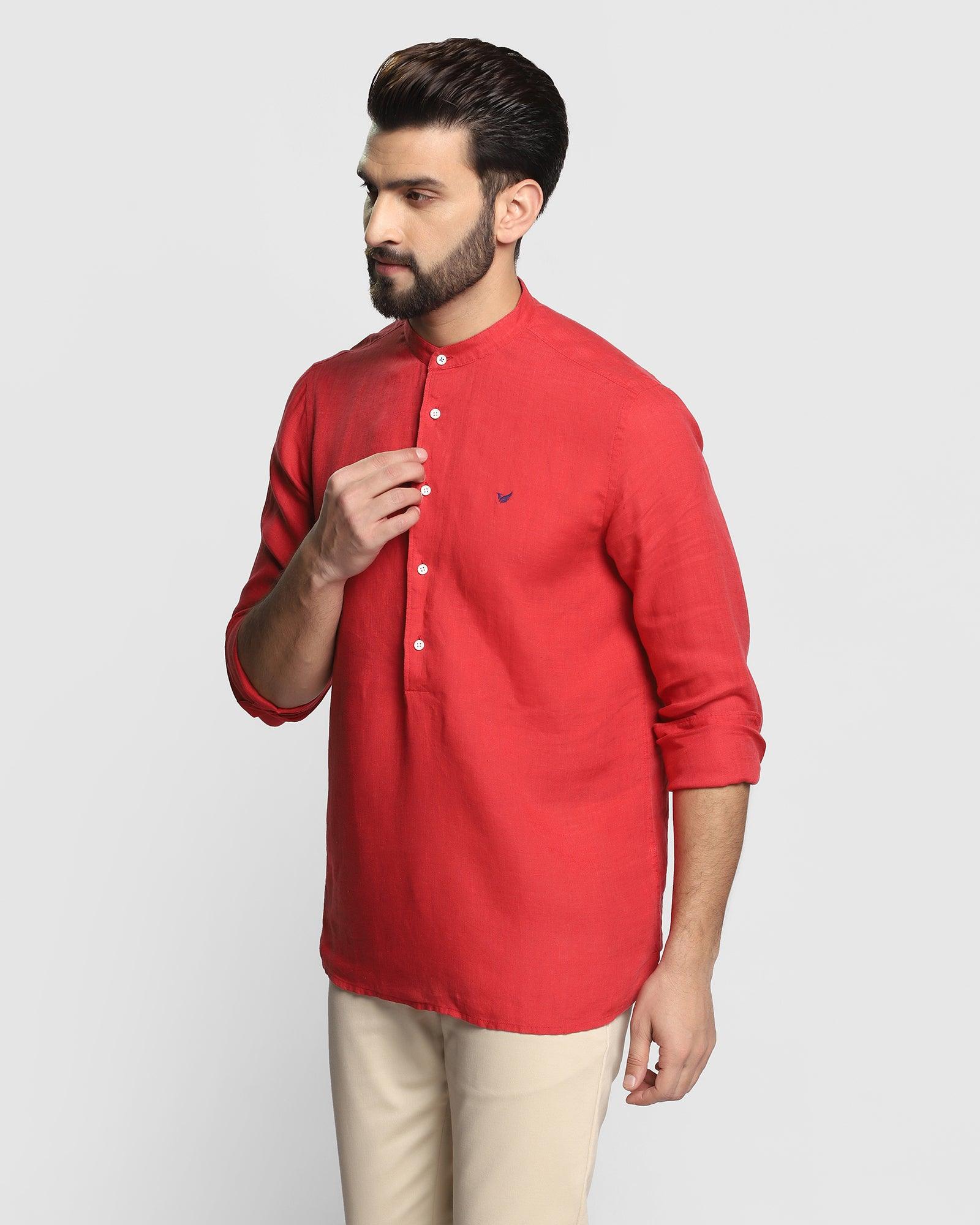 Linen Casual Red Solid Shirt - Cardano