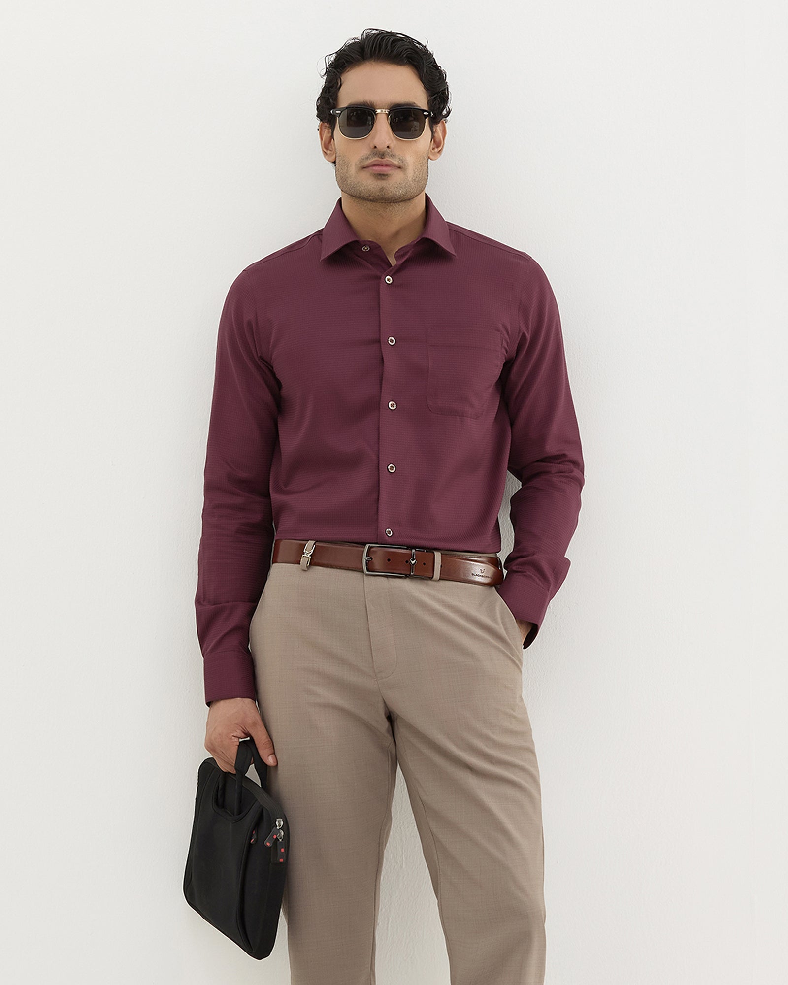 Maroon Luxe Check Shirt - Omega
