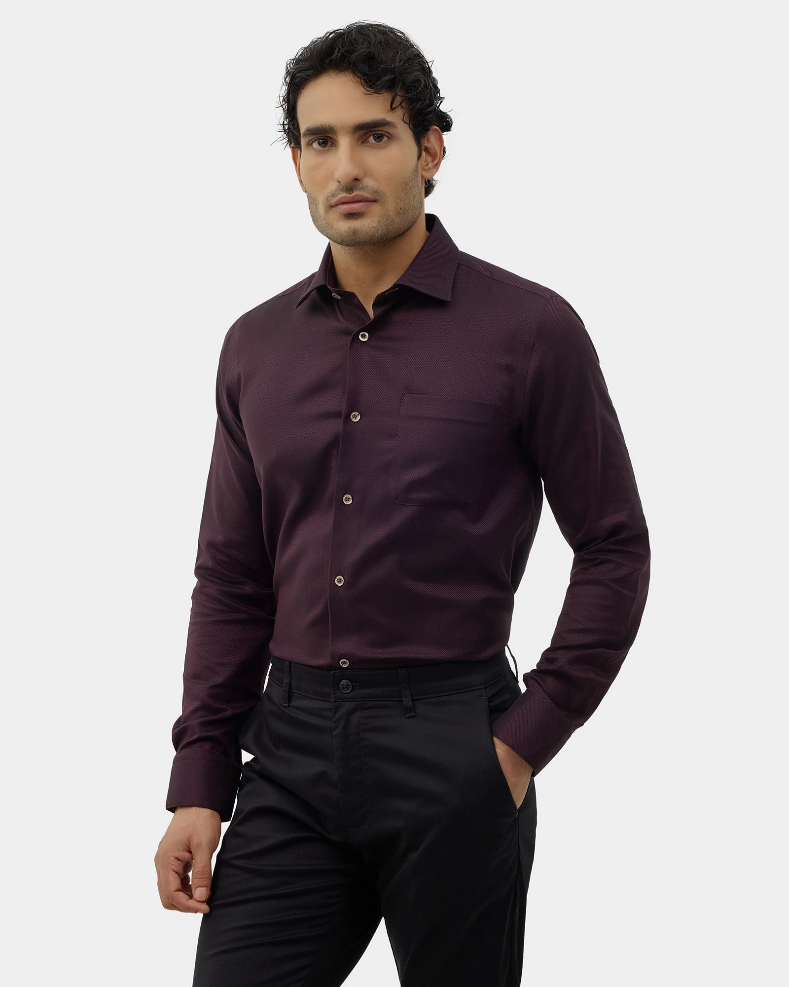Maroon Textured Shirt - Chiba