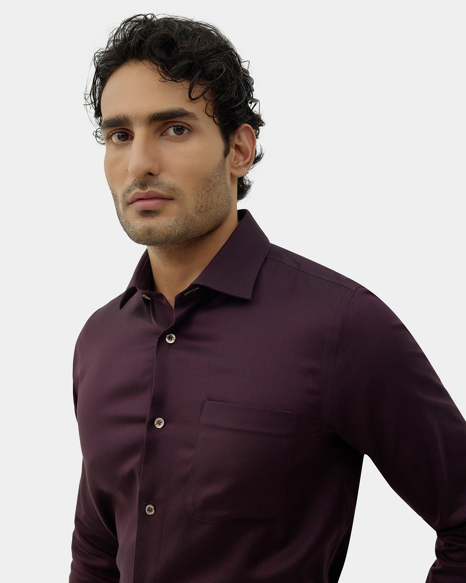 Maroon Textured Shirt - Chiba