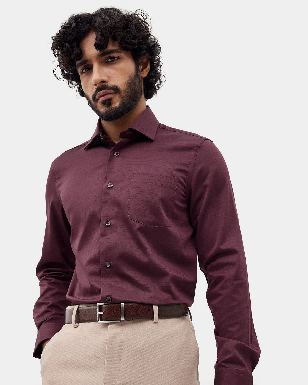Maroon Textured Shirt - Ciri