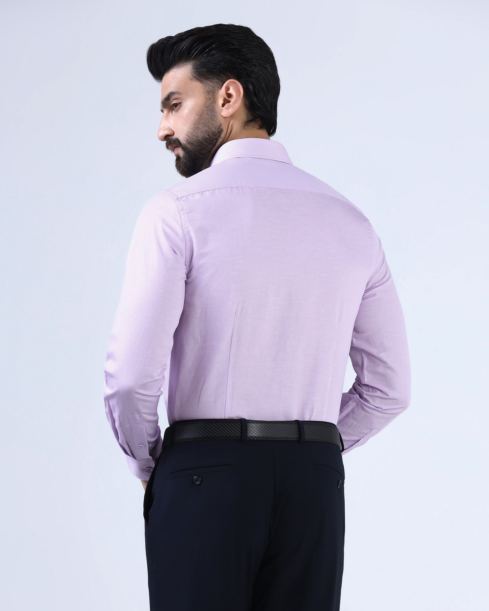 Mauve Linen Stripe Shirt - Kyro