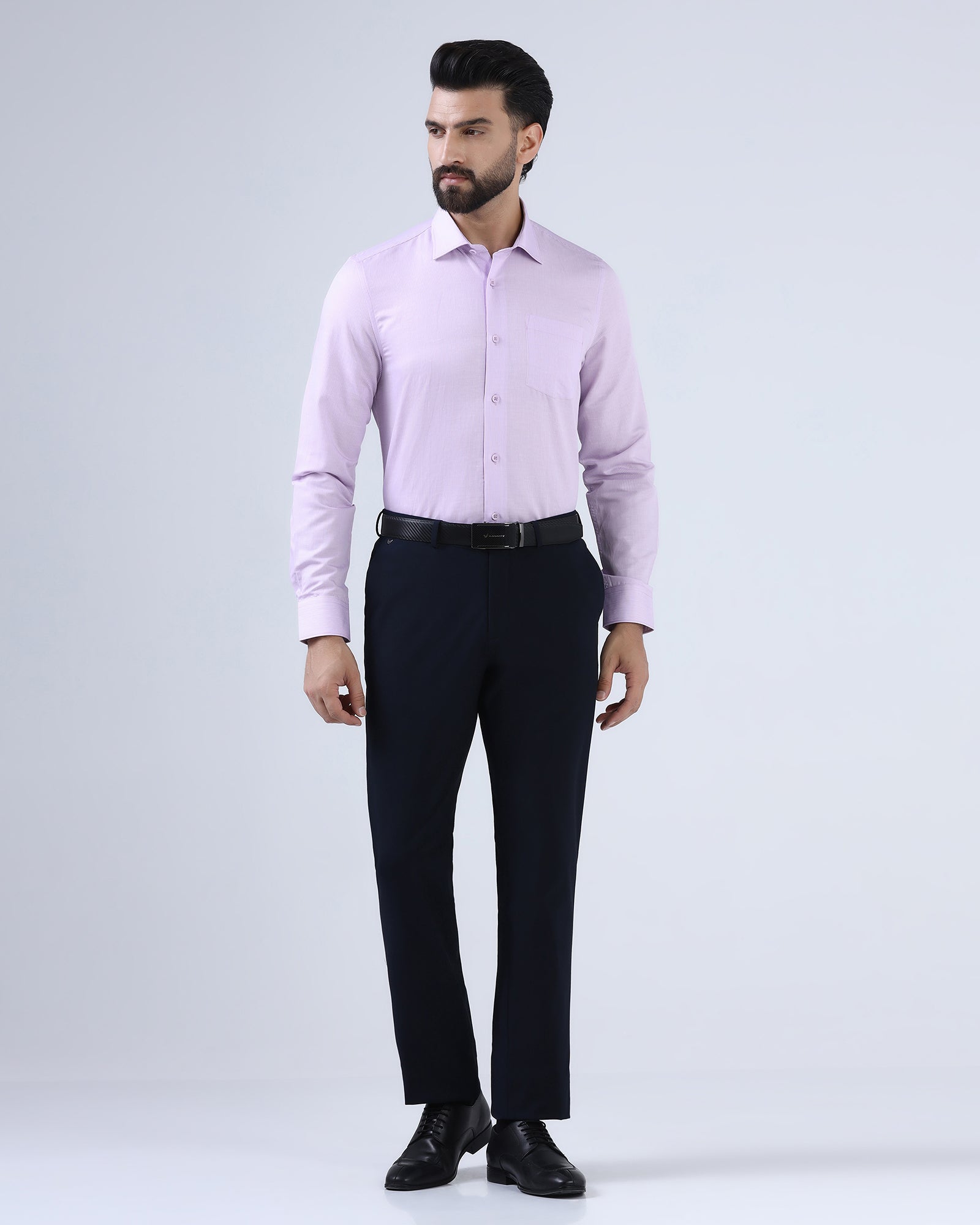 Mauve Linen Stripe Shirt - Kyro