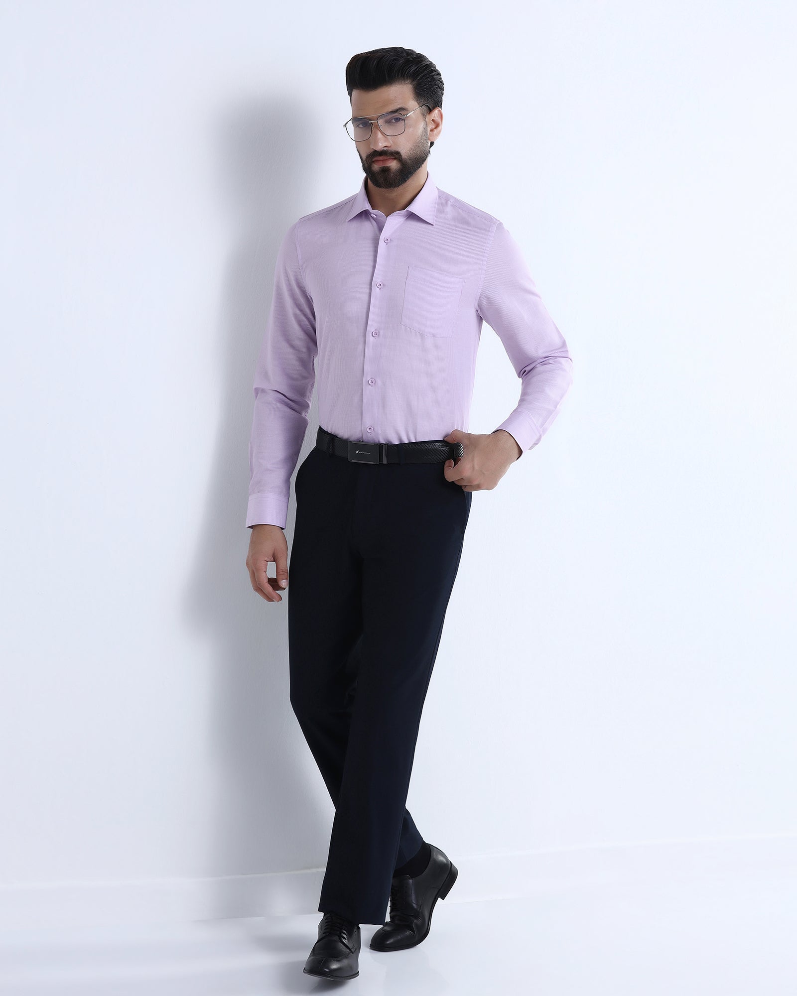 Mauve Linen Stripe Shirt - Kyro