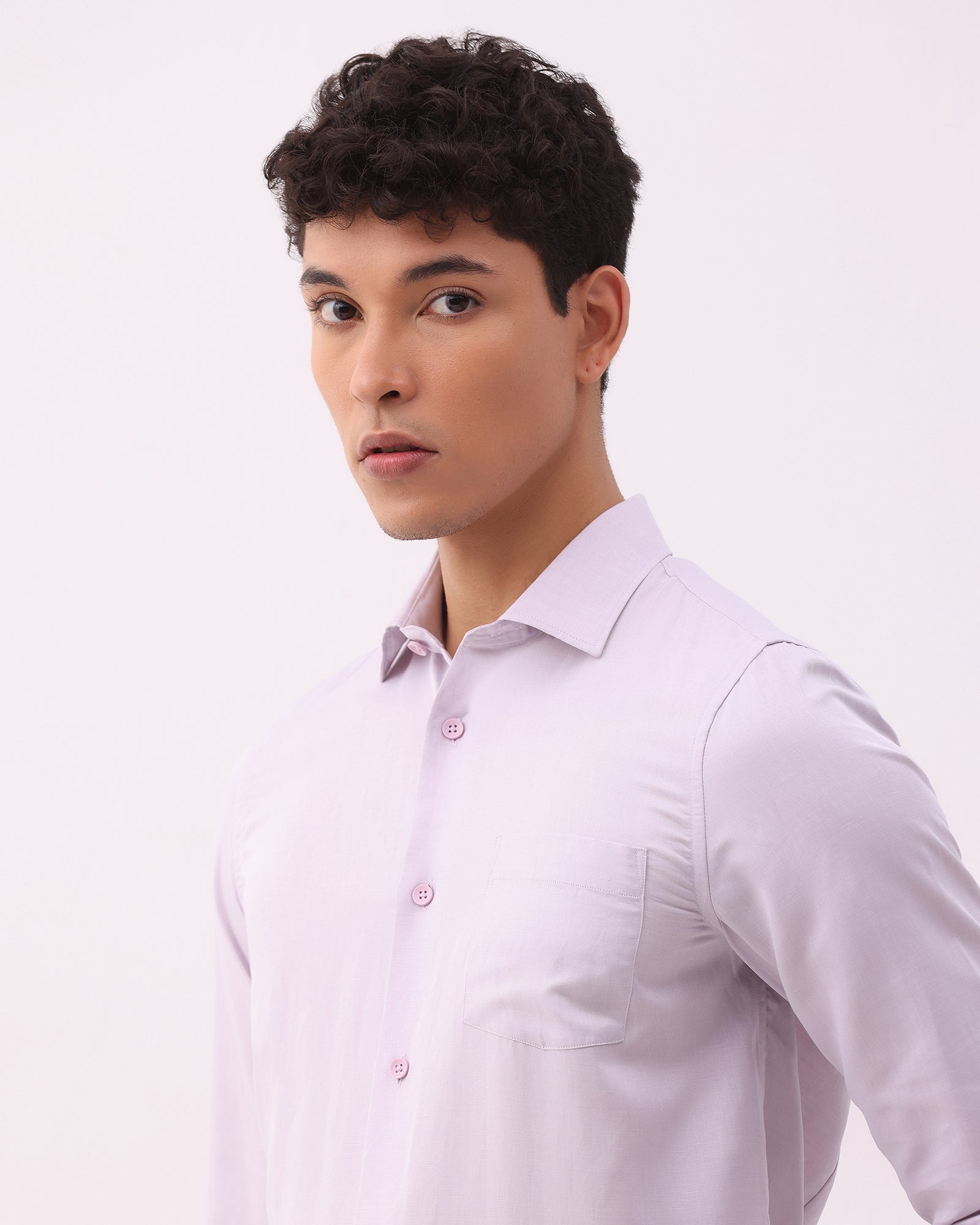 Mauve Linen Solid Shirt - Kaden