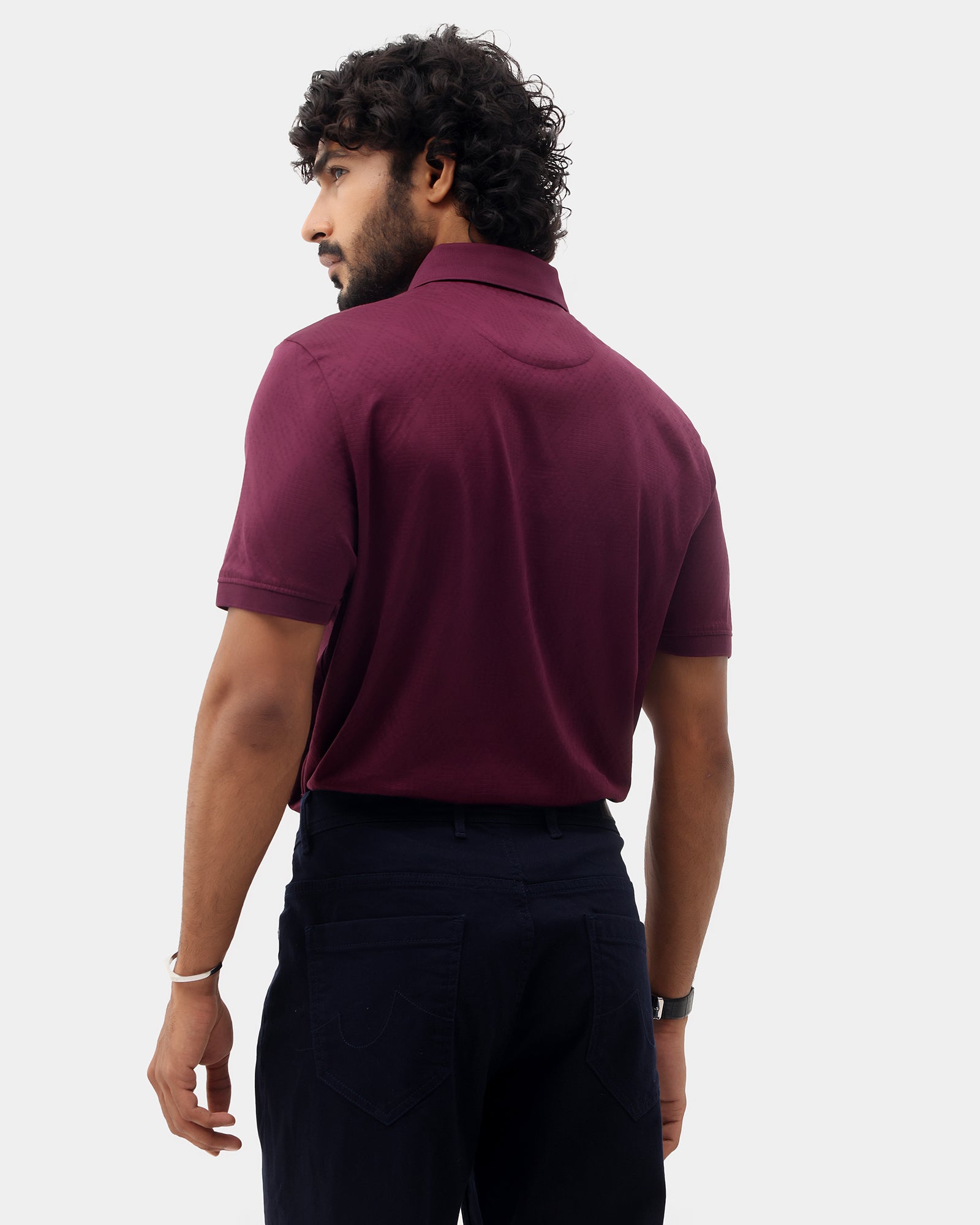 Mauve Wine Textured Polo - Min Jun