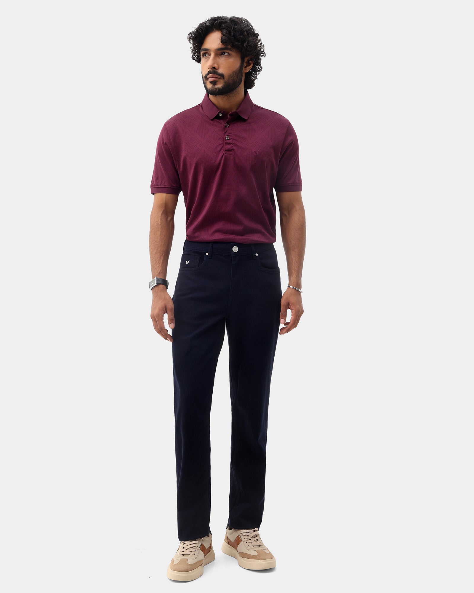Mauve Wine Textured Polo - Min Jun