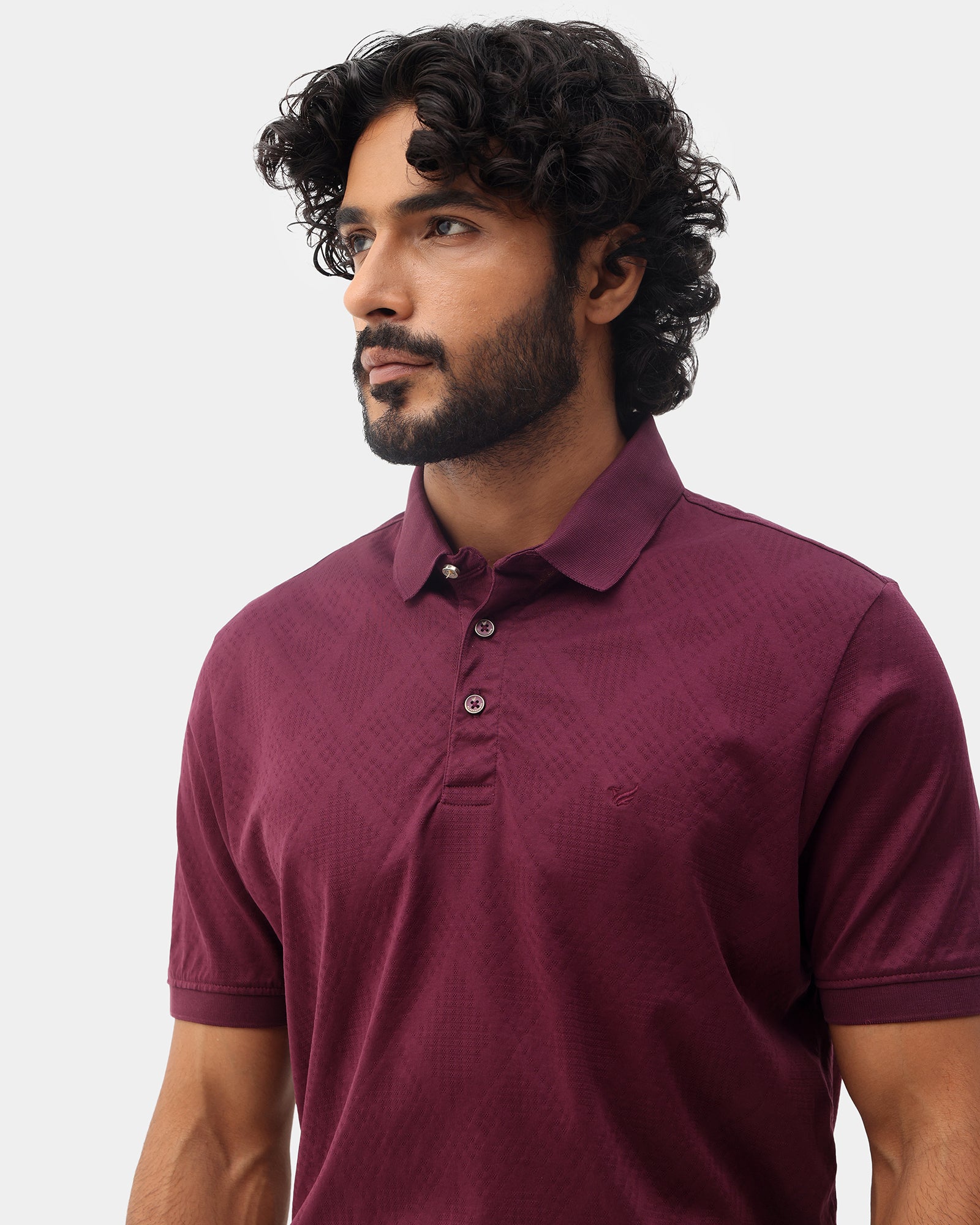 Mauve Wine Textured Polo - Min Jun