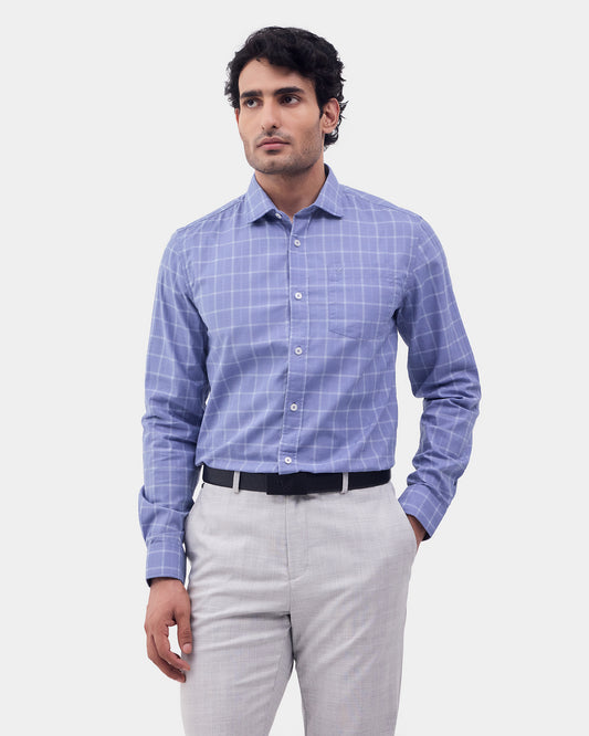 Mid Blue Check Shirt - Linster