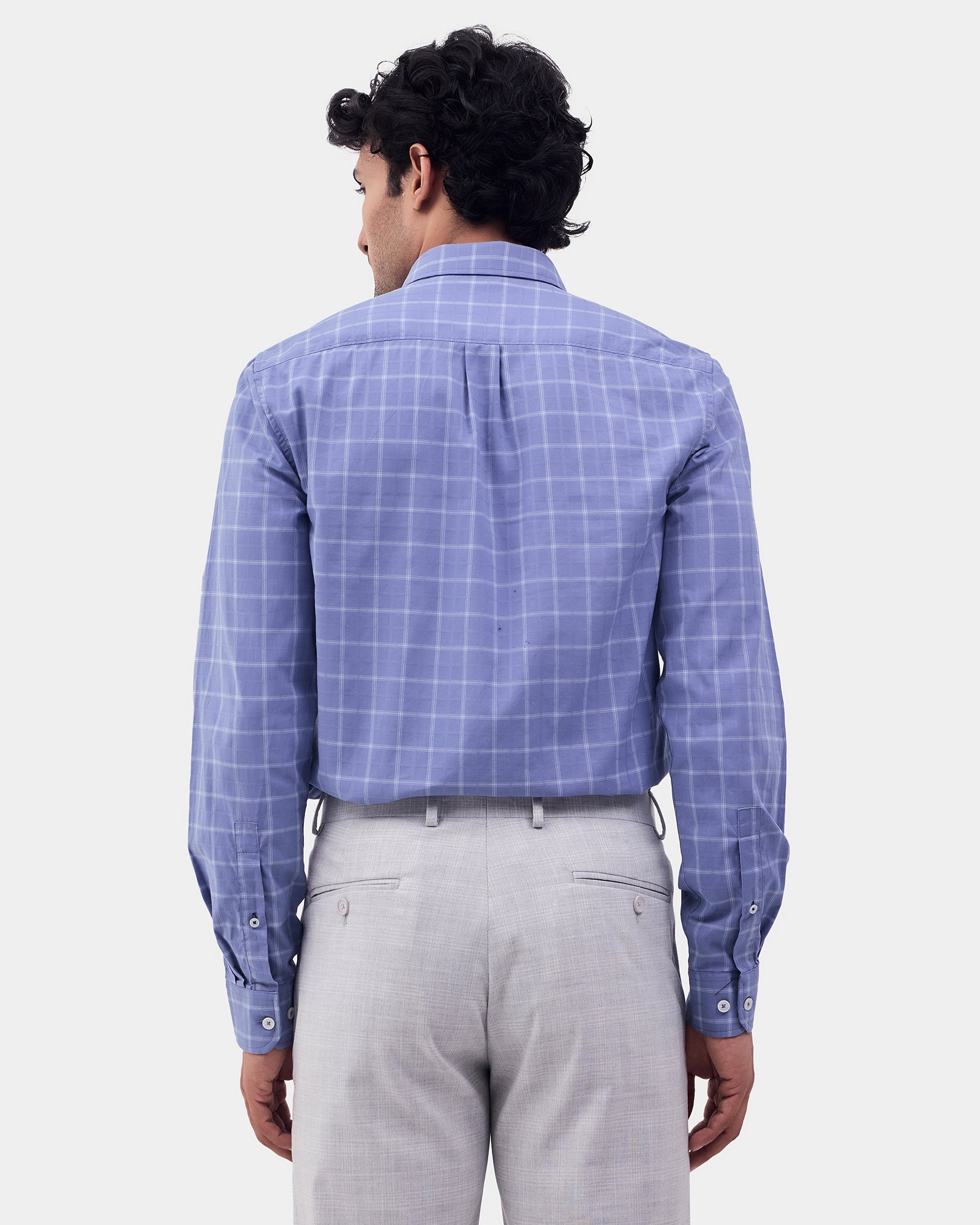 Mid Blue Check Shirt - Linster