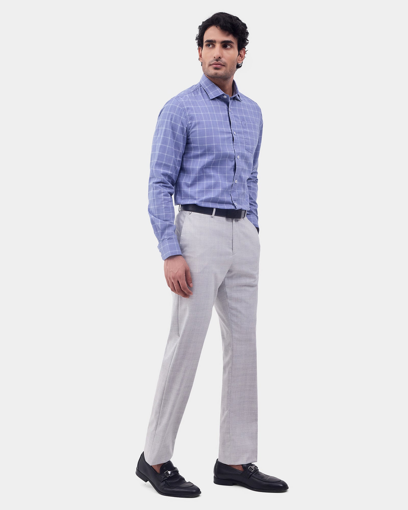 Mid Blue Check Shirt - Linster