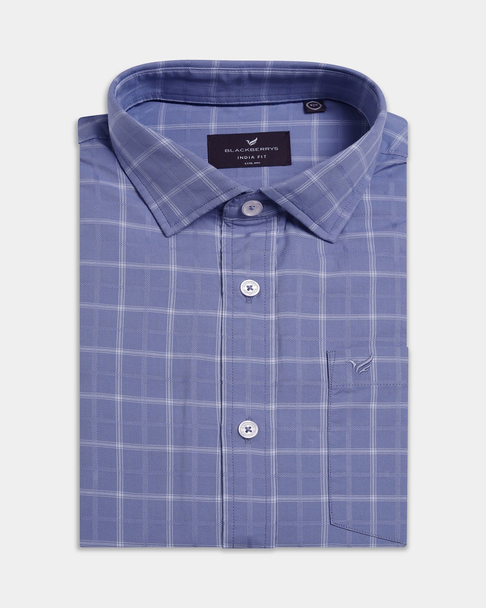Mid Blue Check Shirt - Linster