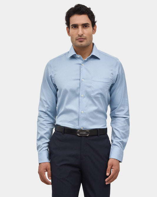 Mid Blue Jacquard Shirt - Curvv