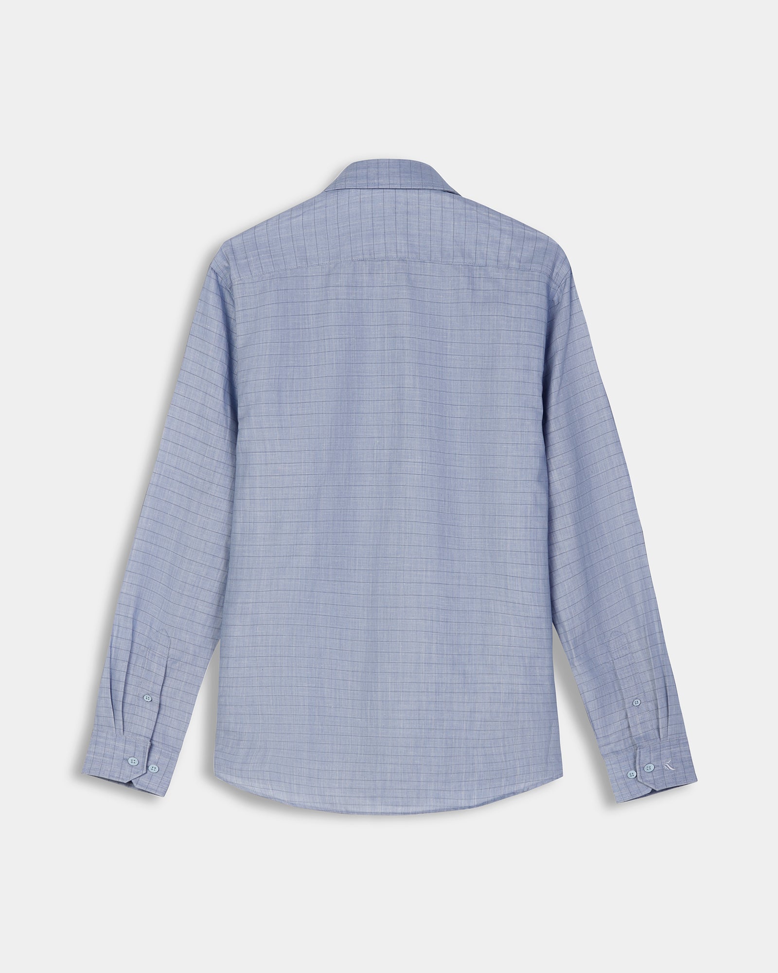 Mid Blue Linen Check Shirt - Kayson