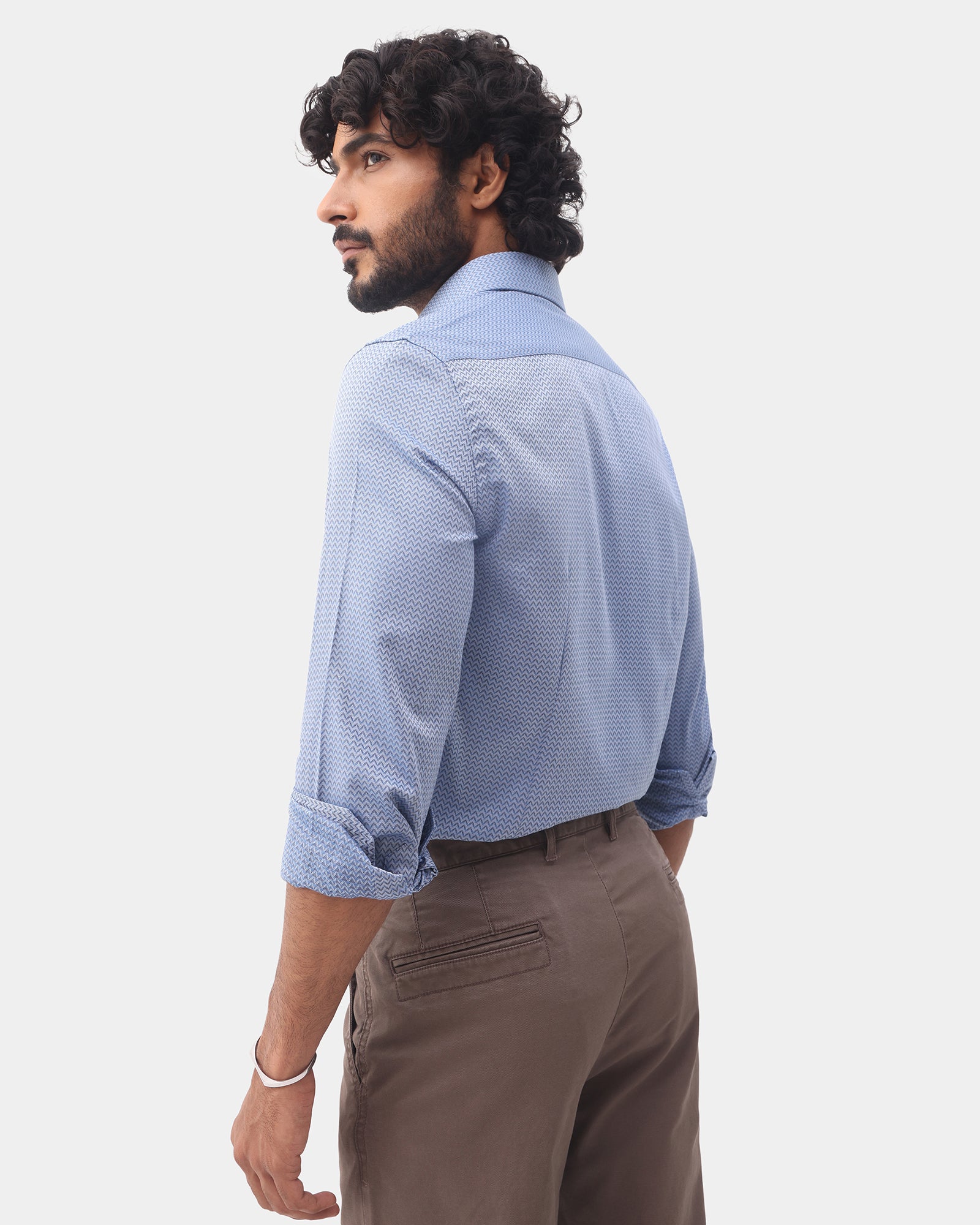Mid Blue Textured Shirt - Kynsa