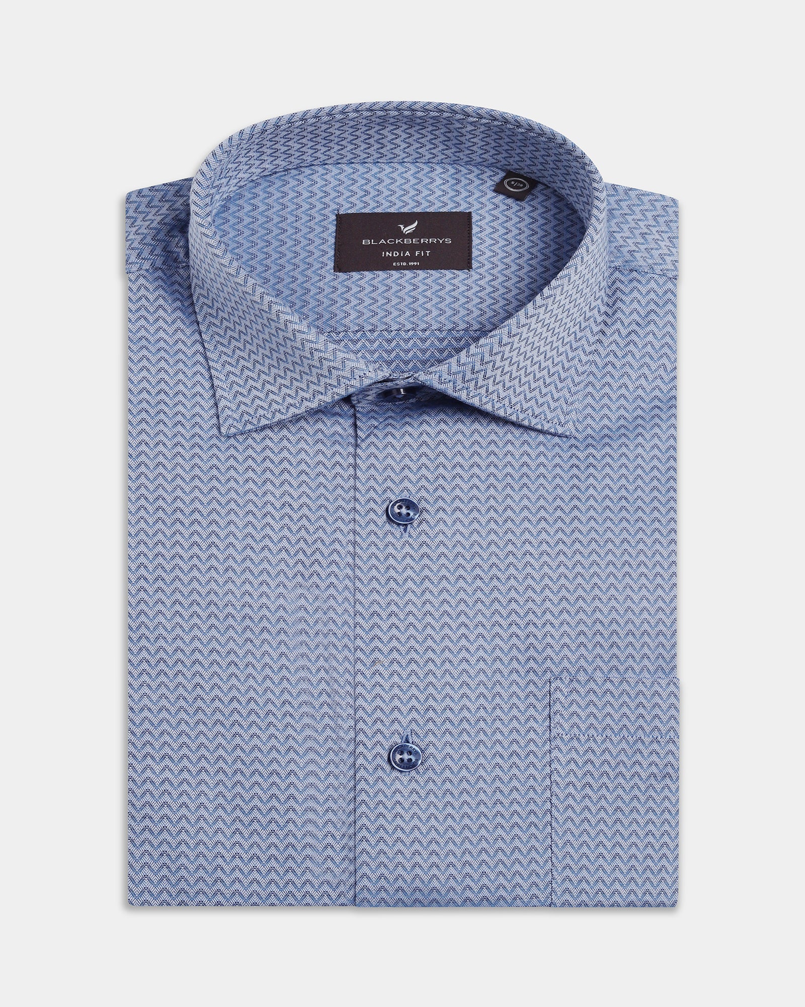 Mid Blue Textured Shirt - Kynsa