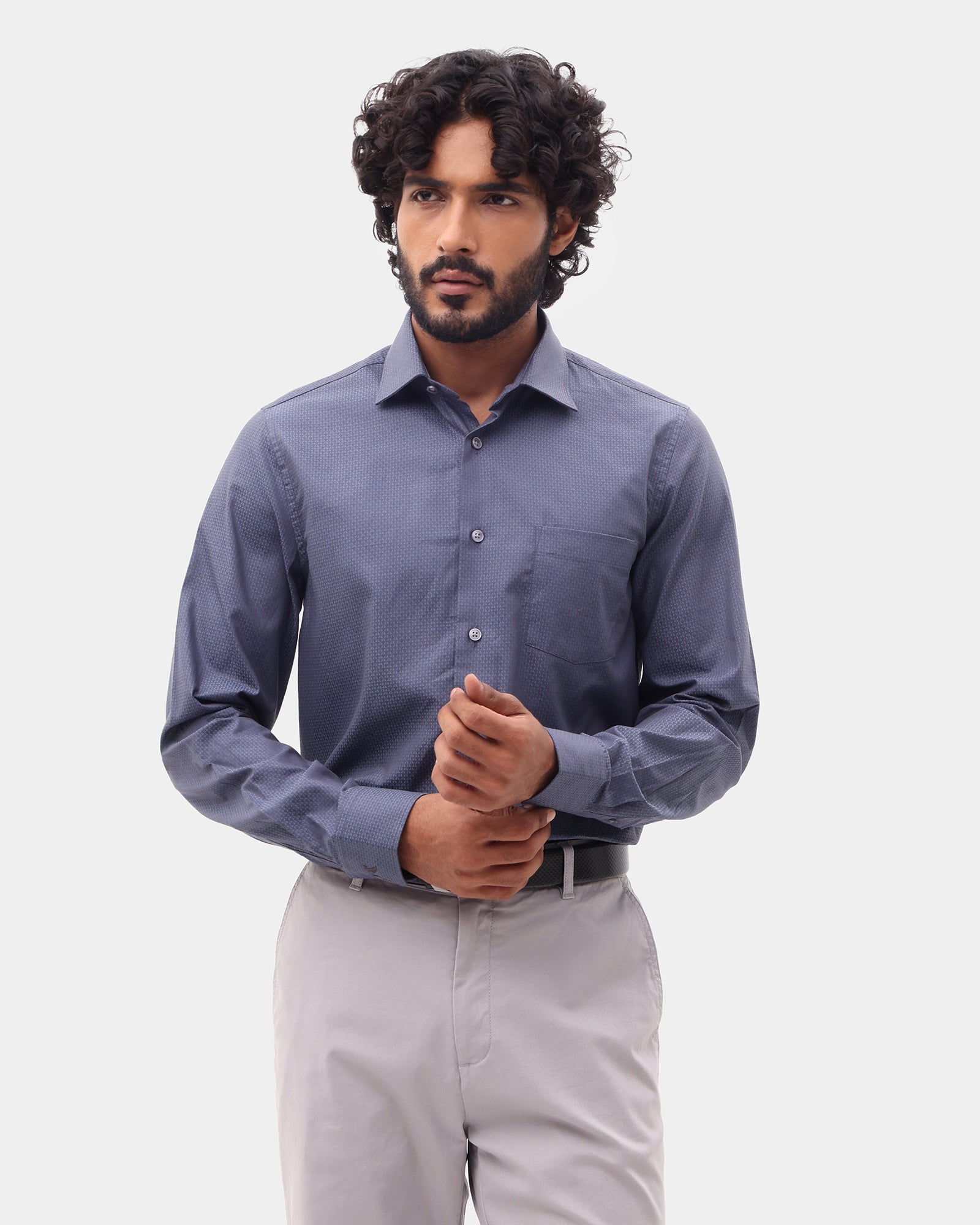 Mid Blue Textured Shirt - Soben