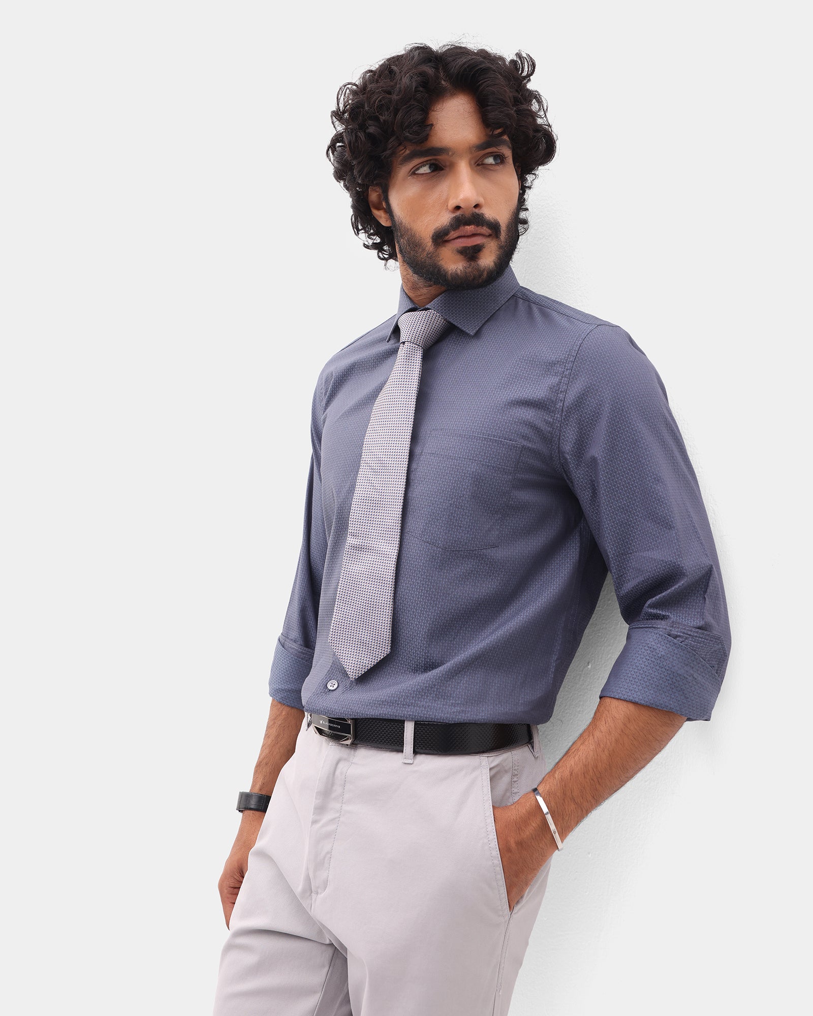 Mid Blue Textured Shirt - Soben