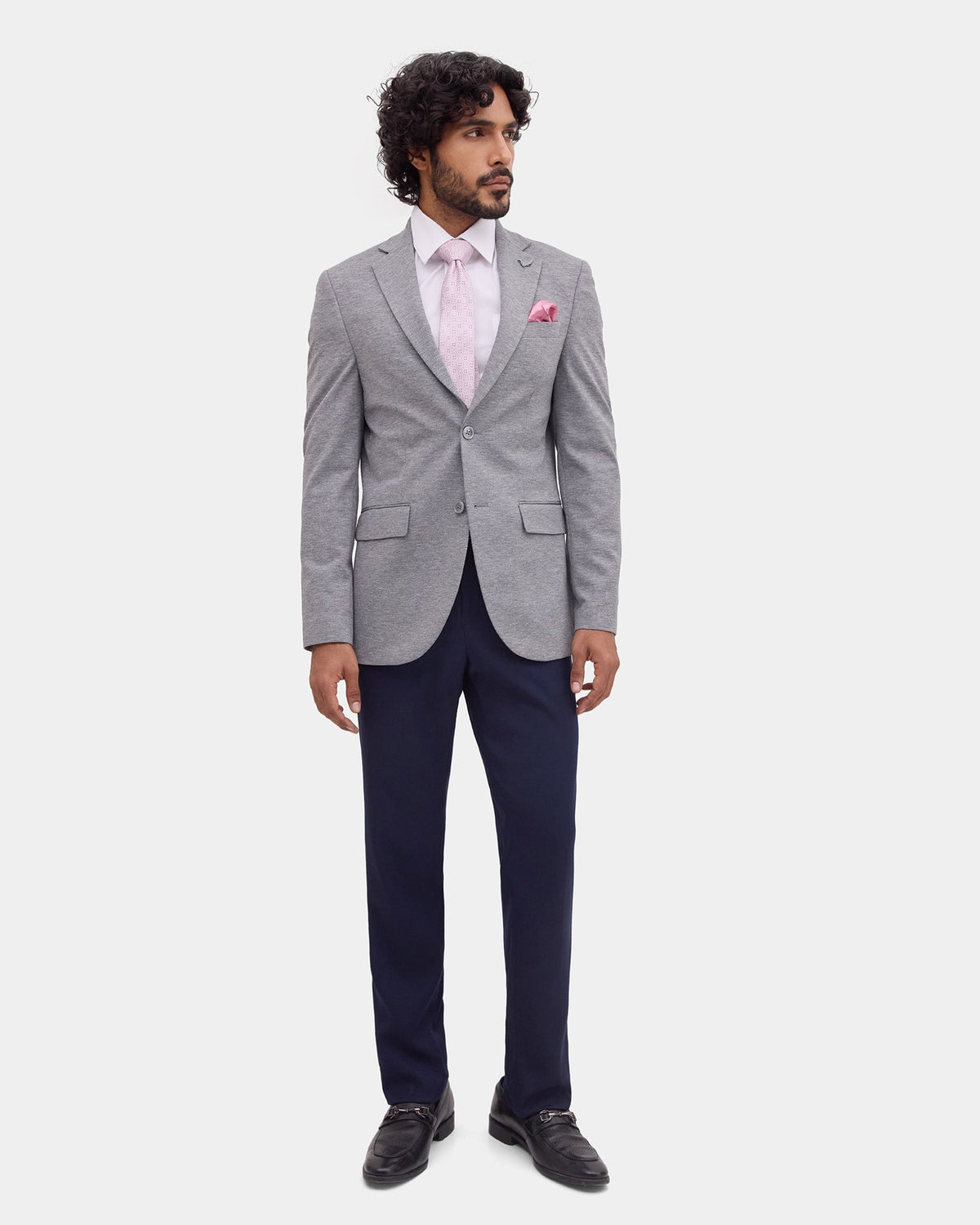 Mid Grey Solid Blazer - Conrado