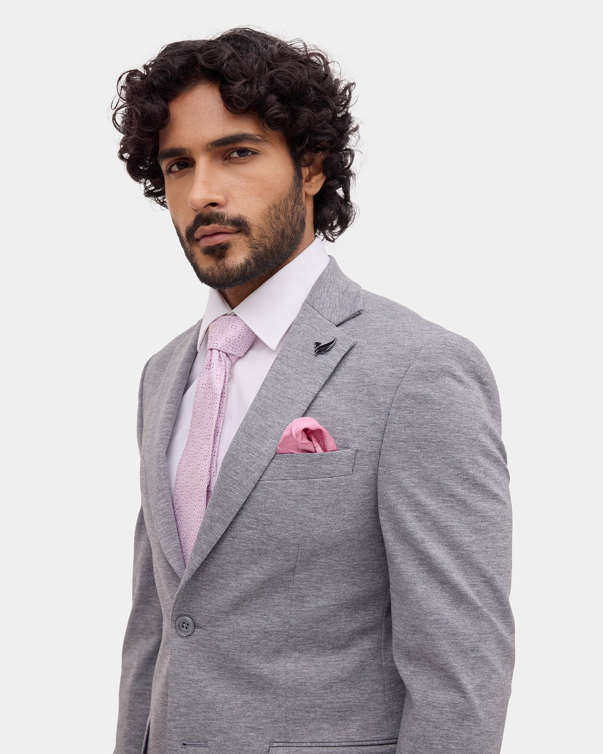 Mid Grey Solid Blazer - Conrado