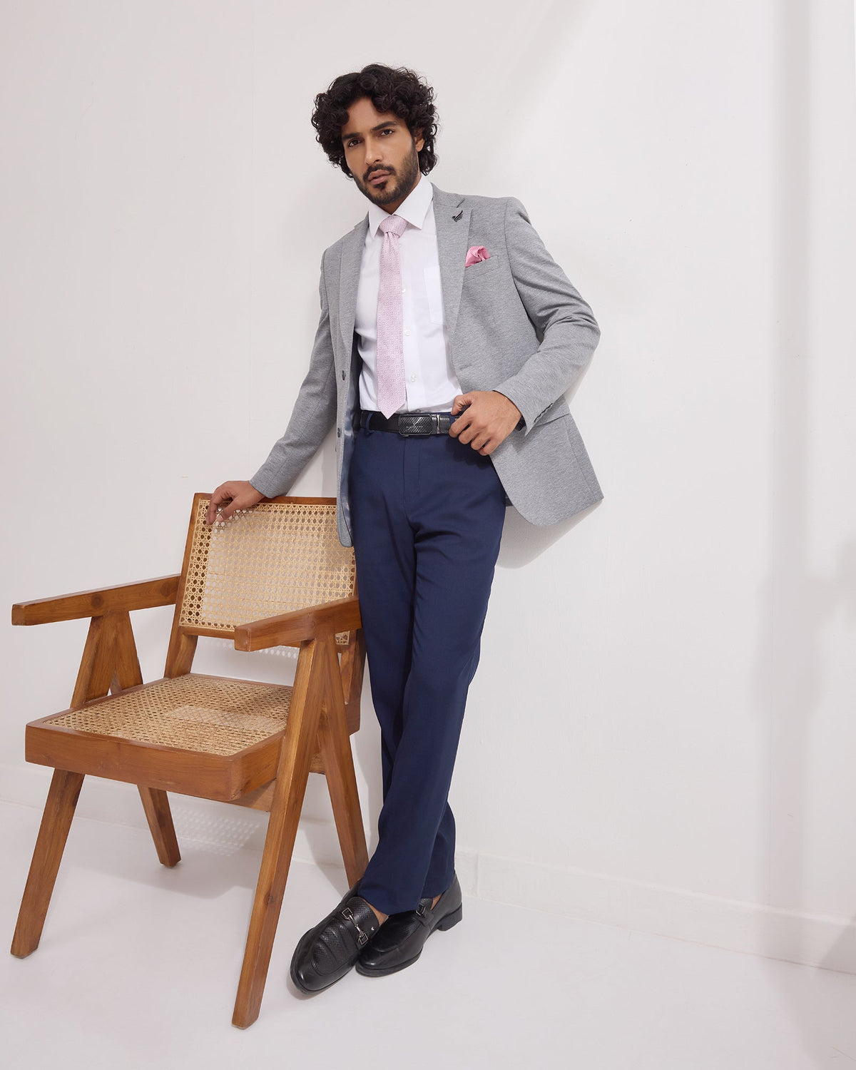 Mid Grey Solid Blazer - Conrado