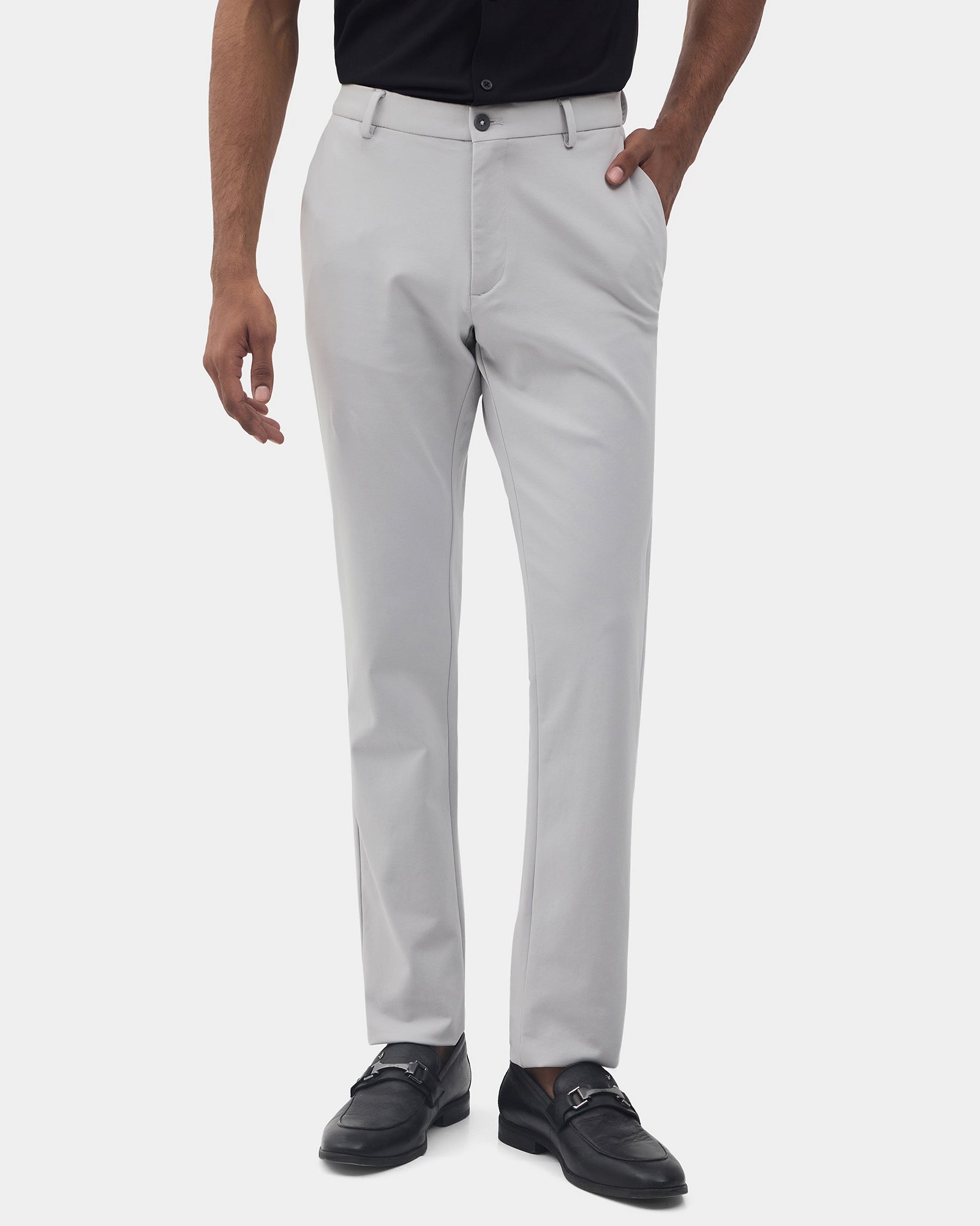 Mid Grey Solid Khakis - Ziea