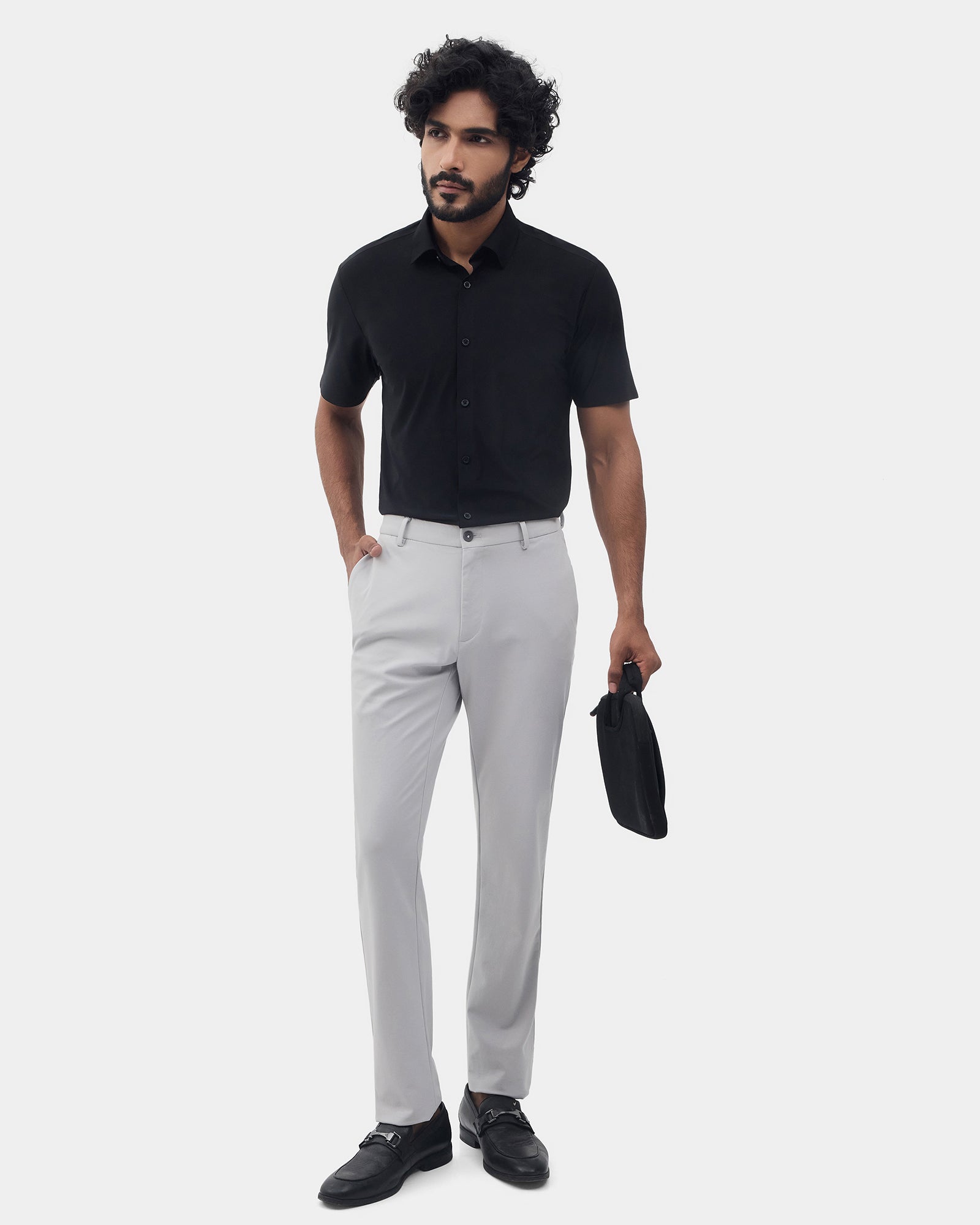 Mid Grey Solid Khakis - Ziea