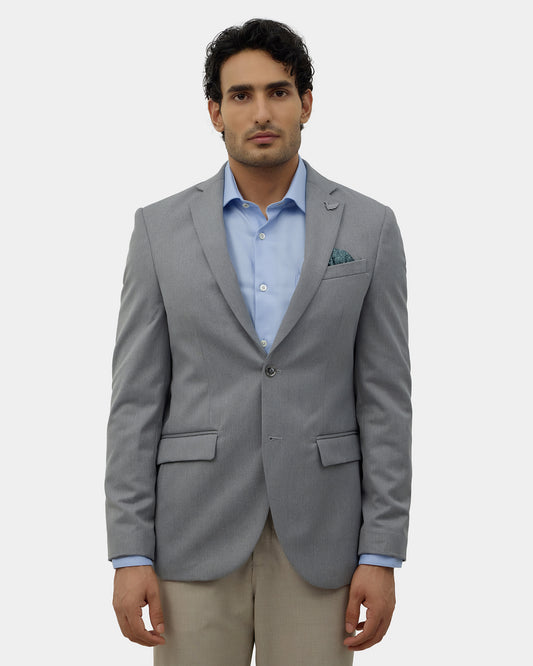 Mid Grey Solid Blazer - Ferado