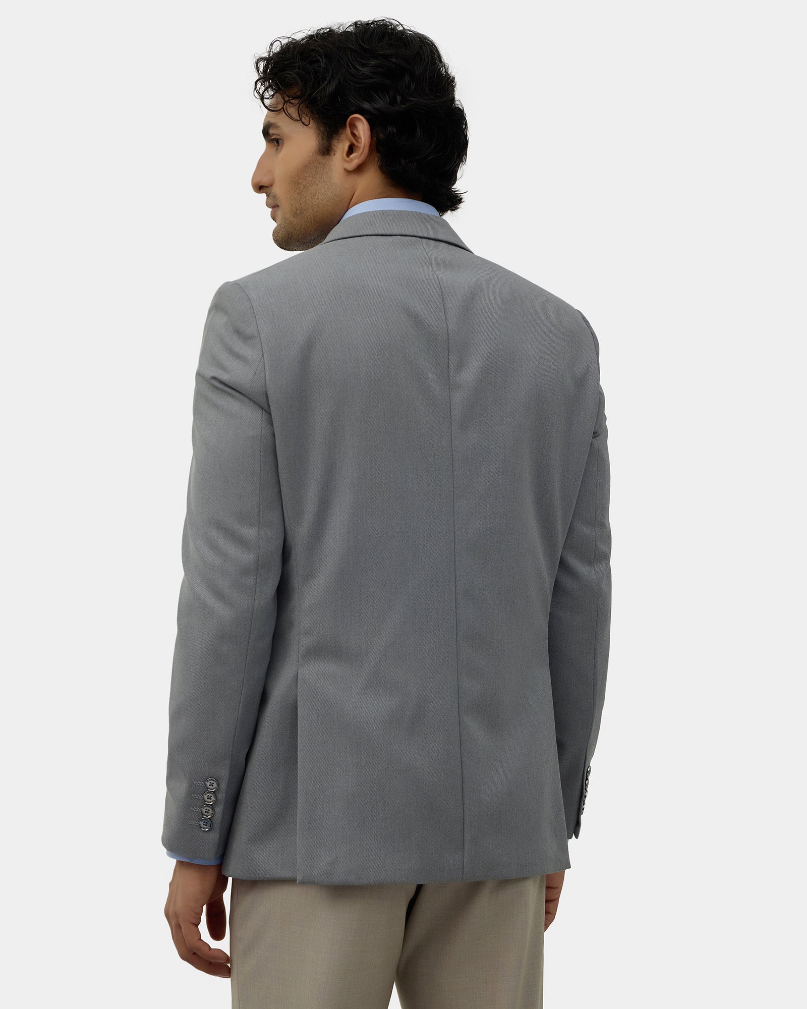 Mid Grey Solid Blazer - Ferado