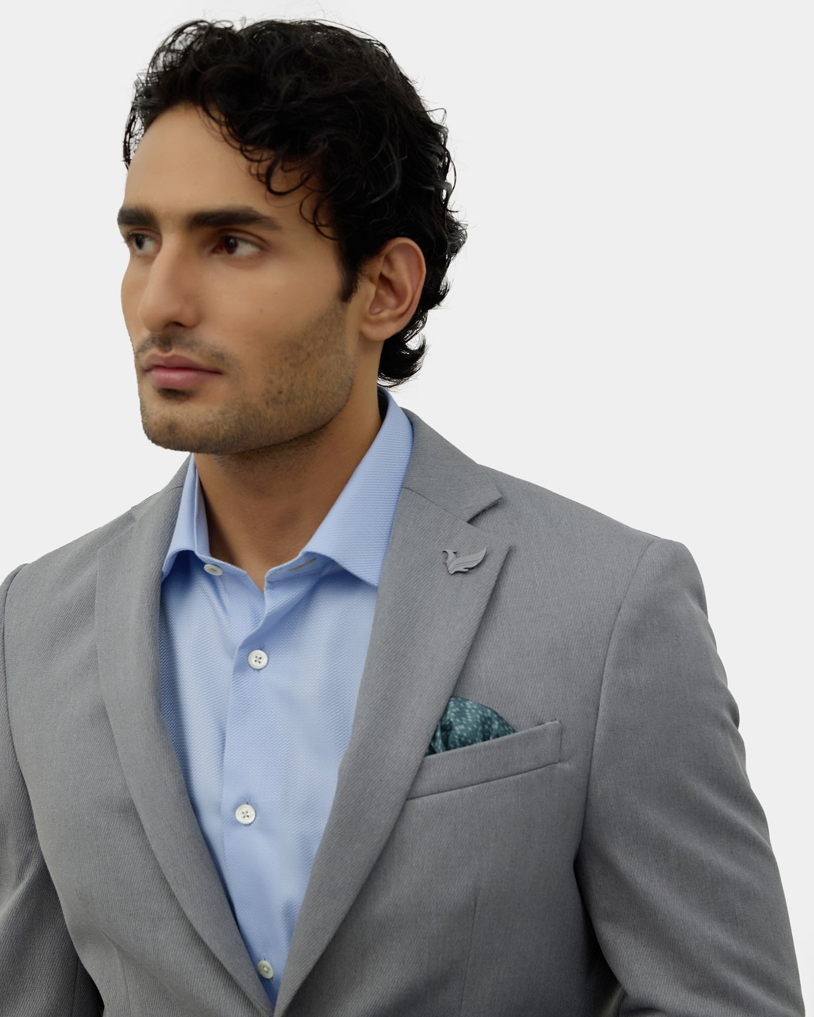 Mid Grey Solid Blazer - Ferado
