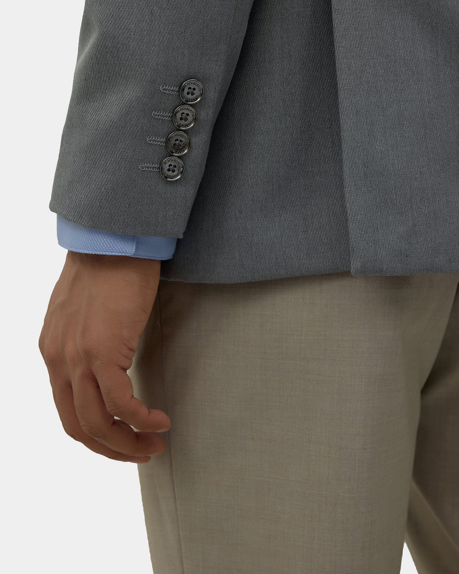 Mid Grey Solid Blazer - Ferado