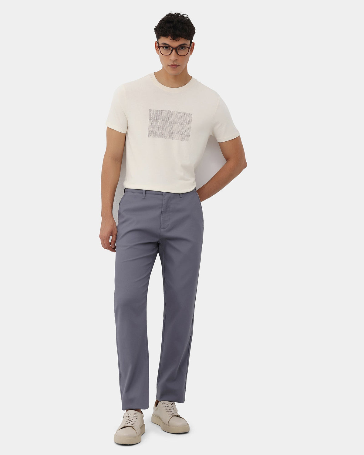 Mid Grey Textured Khakis - Rosa