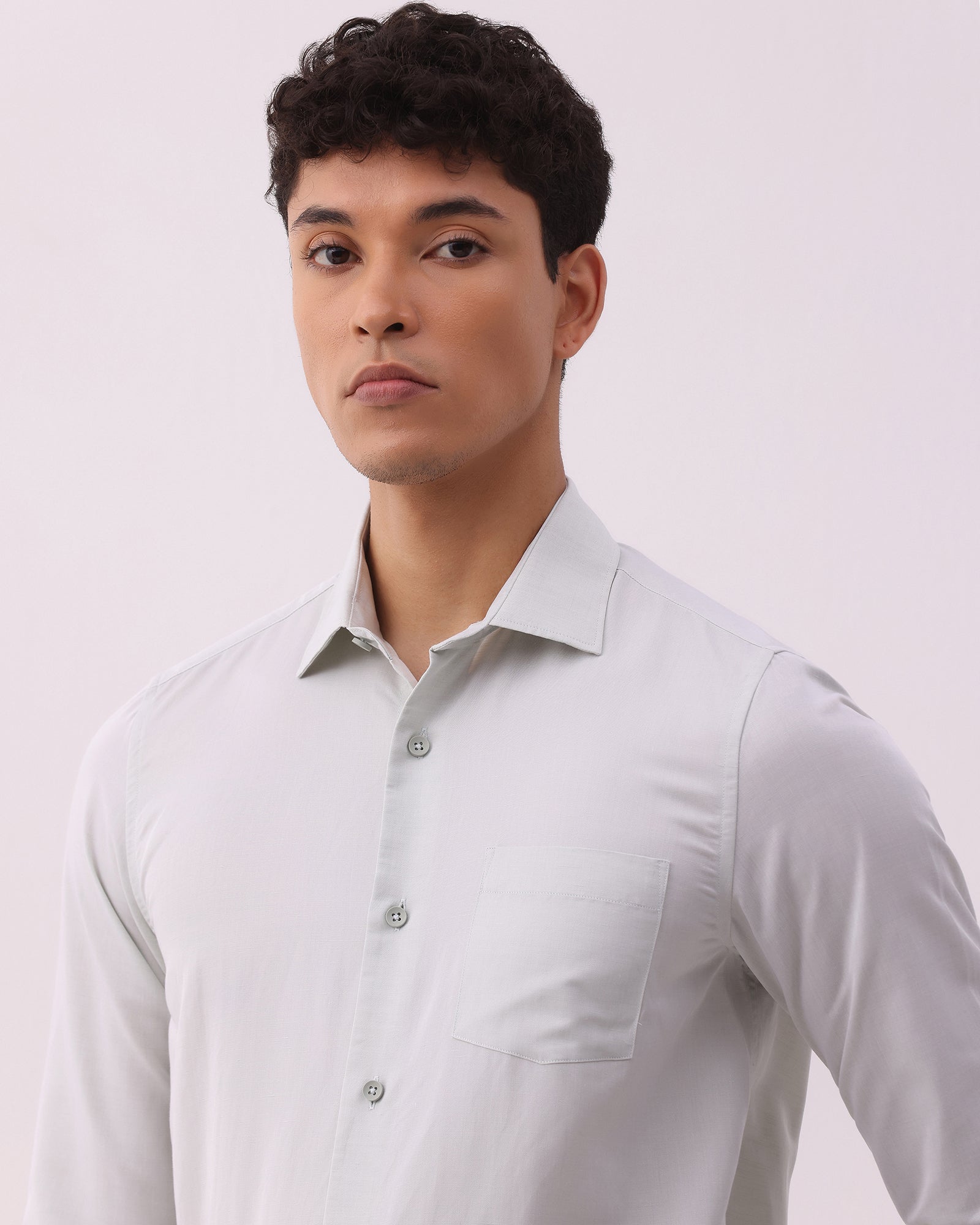 Mint Linen Solid Shirt - Kaden