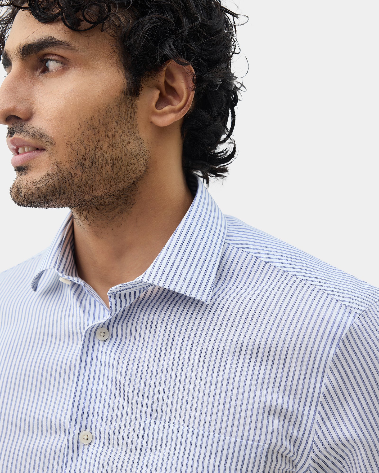 Blue Non Iron Stripe Shirt - Eden