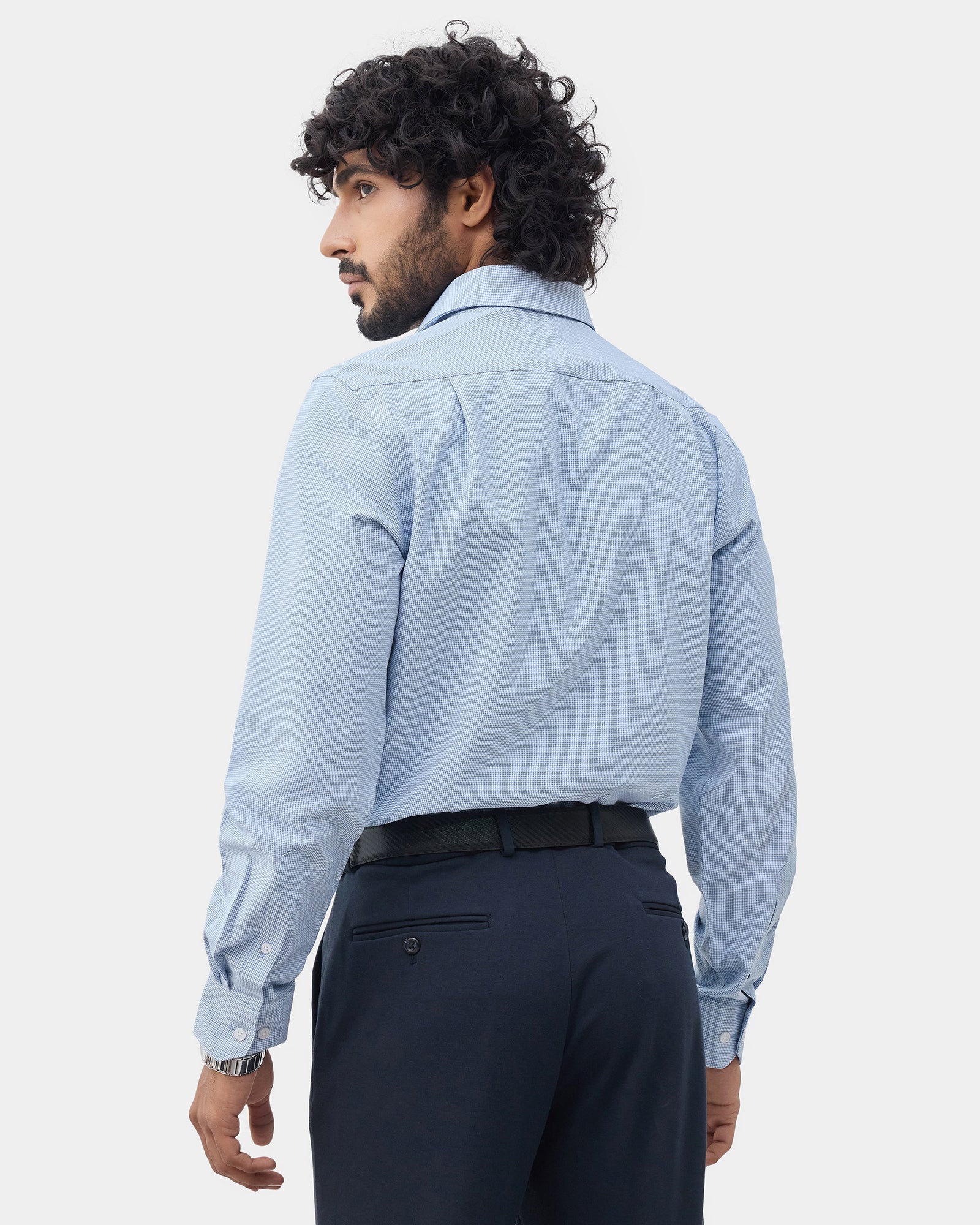 Blue Unwrinkle Textured Shirt - Russel E