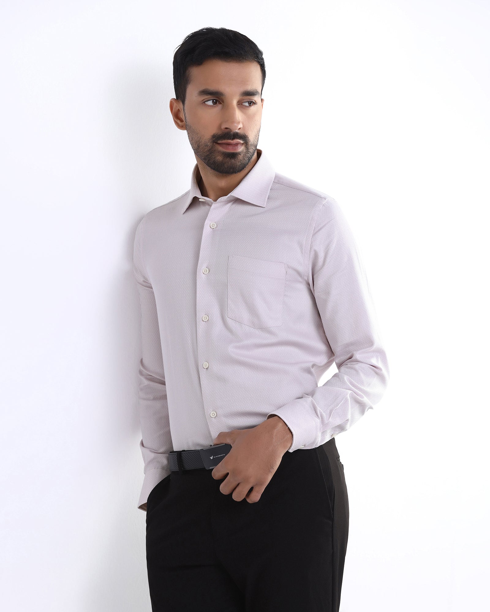 Light Pink Staples Dobby Formal Shirts - Bridget