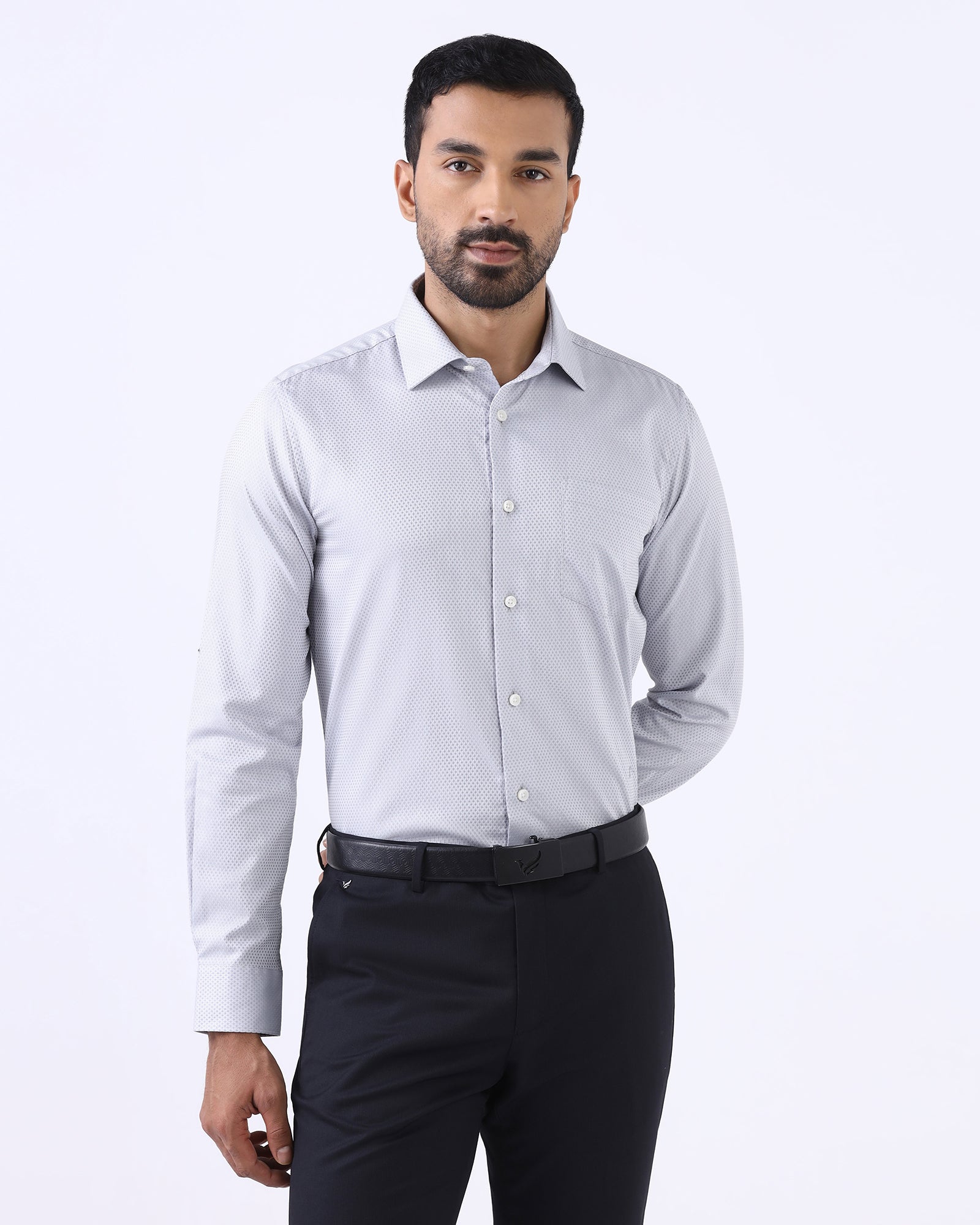 LONG SLEEVE SLIM FIT DOBBY SHIRT