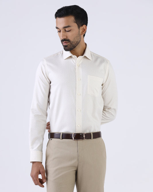 Cream Staples Print Formal Shirts - Eagle