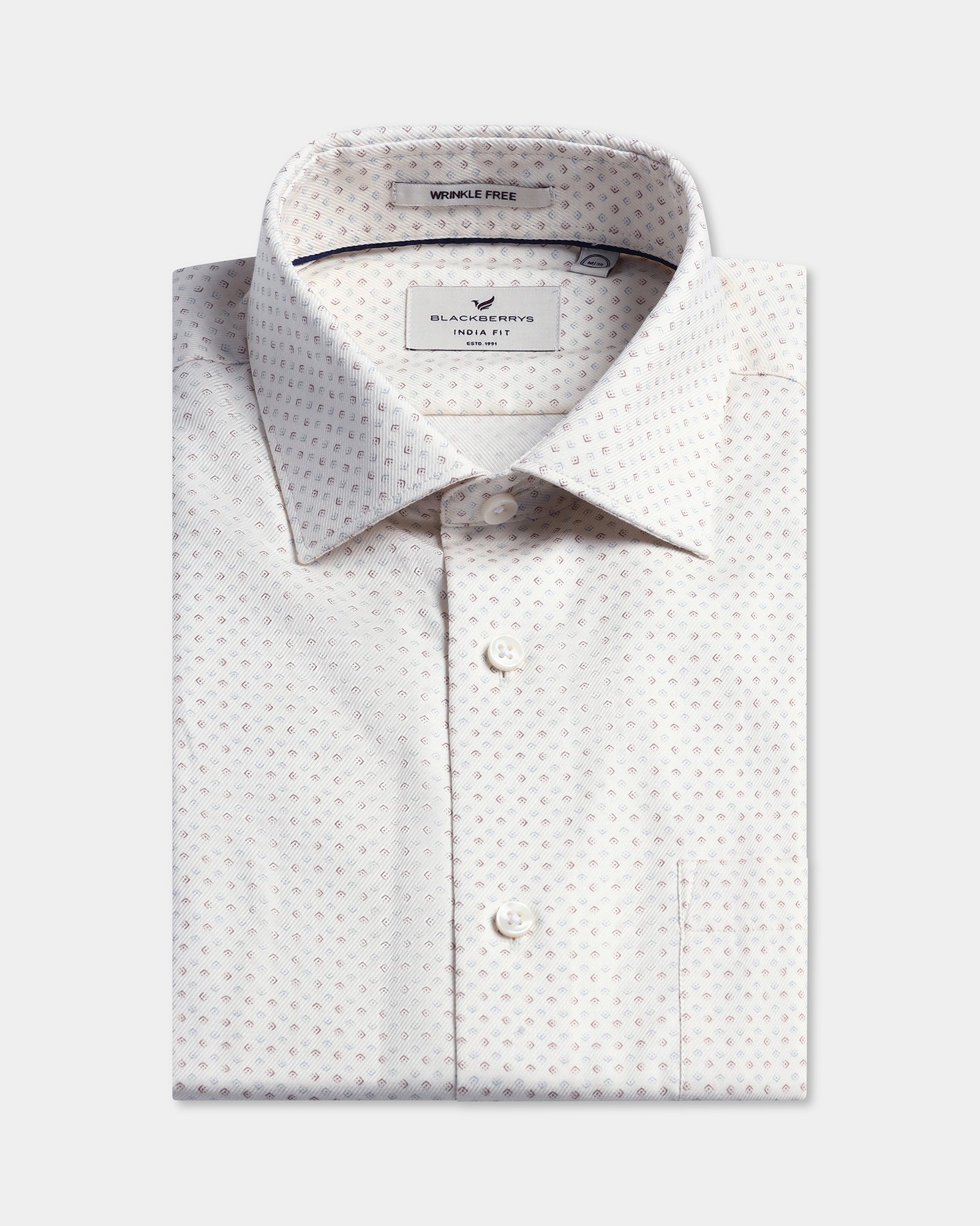 Cream Staples Print Formal Shirts - Eagle