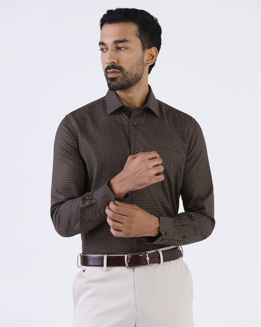 Brown Staples Print Formal Shirts - Eagle