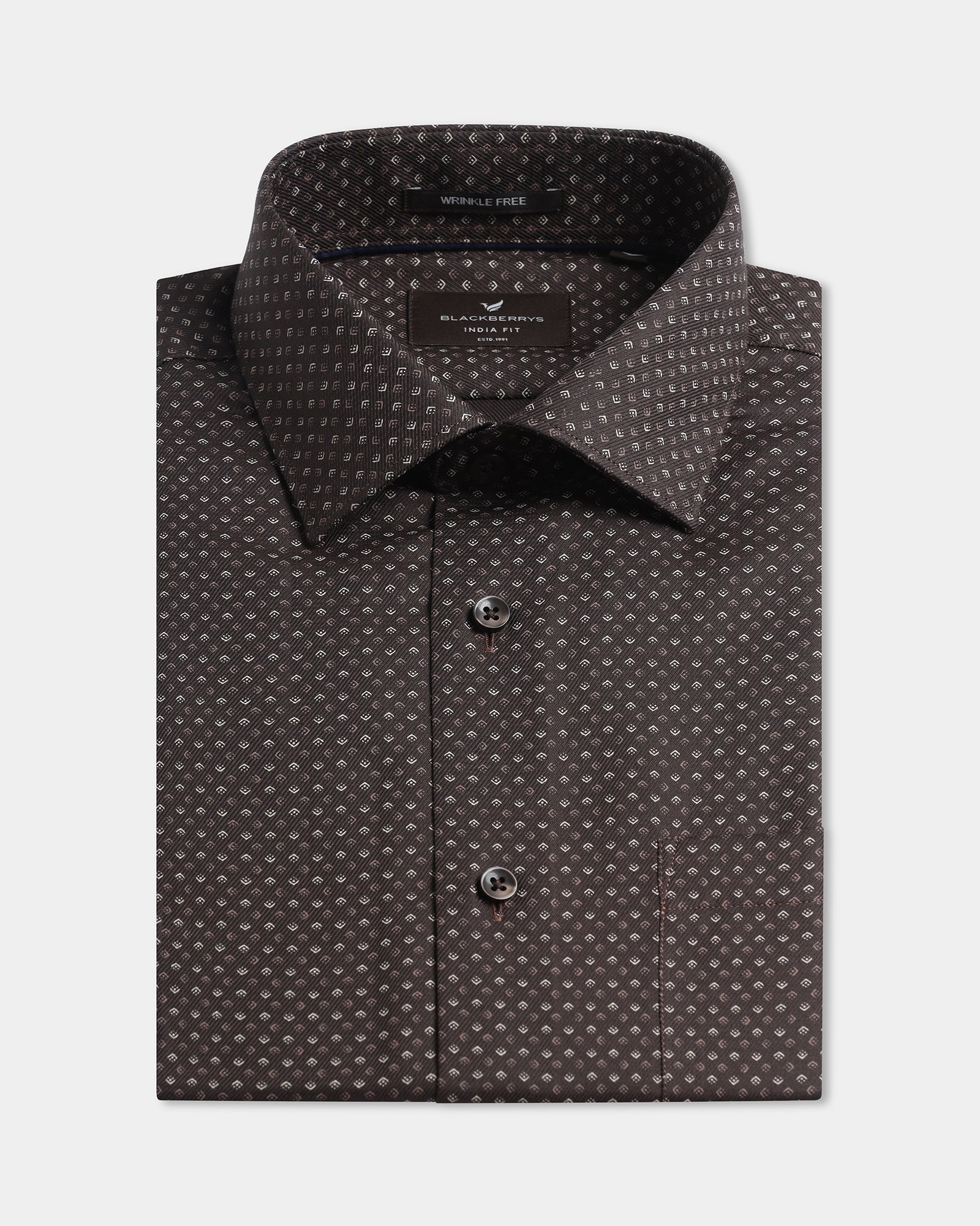 Brown Staples Print Formal Shirts - Eagle