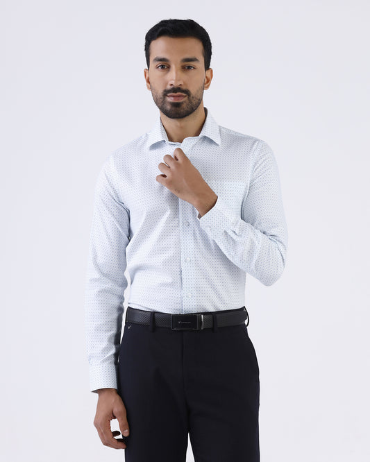 White Staples Print Formal Shirts - Eagle