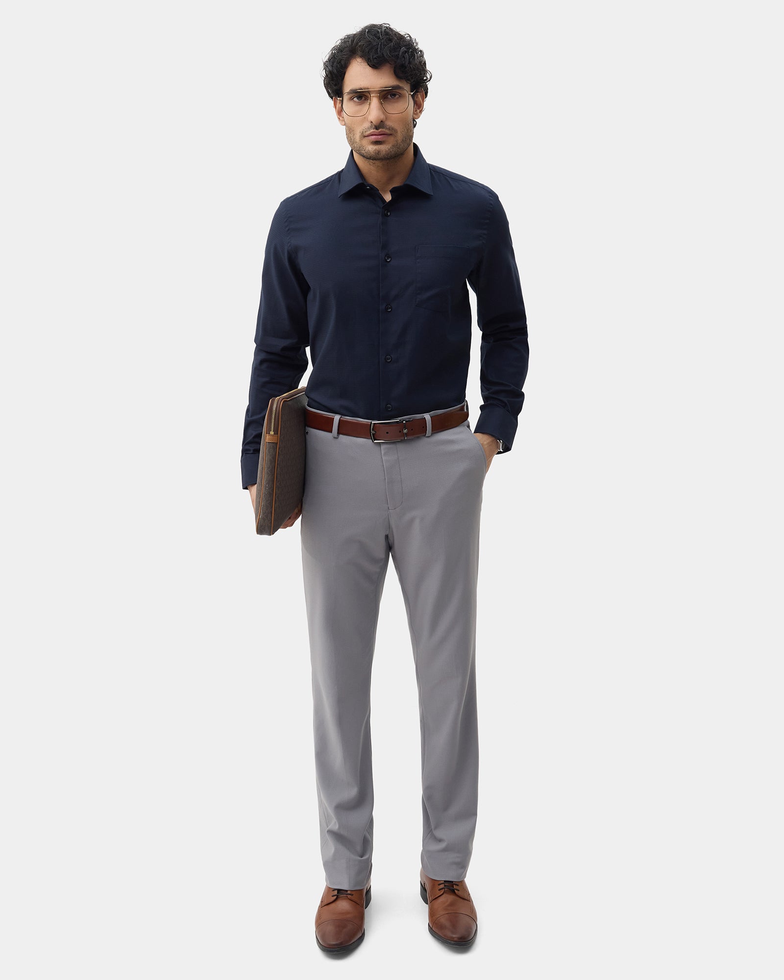 Navy Textured Shirt - Derek