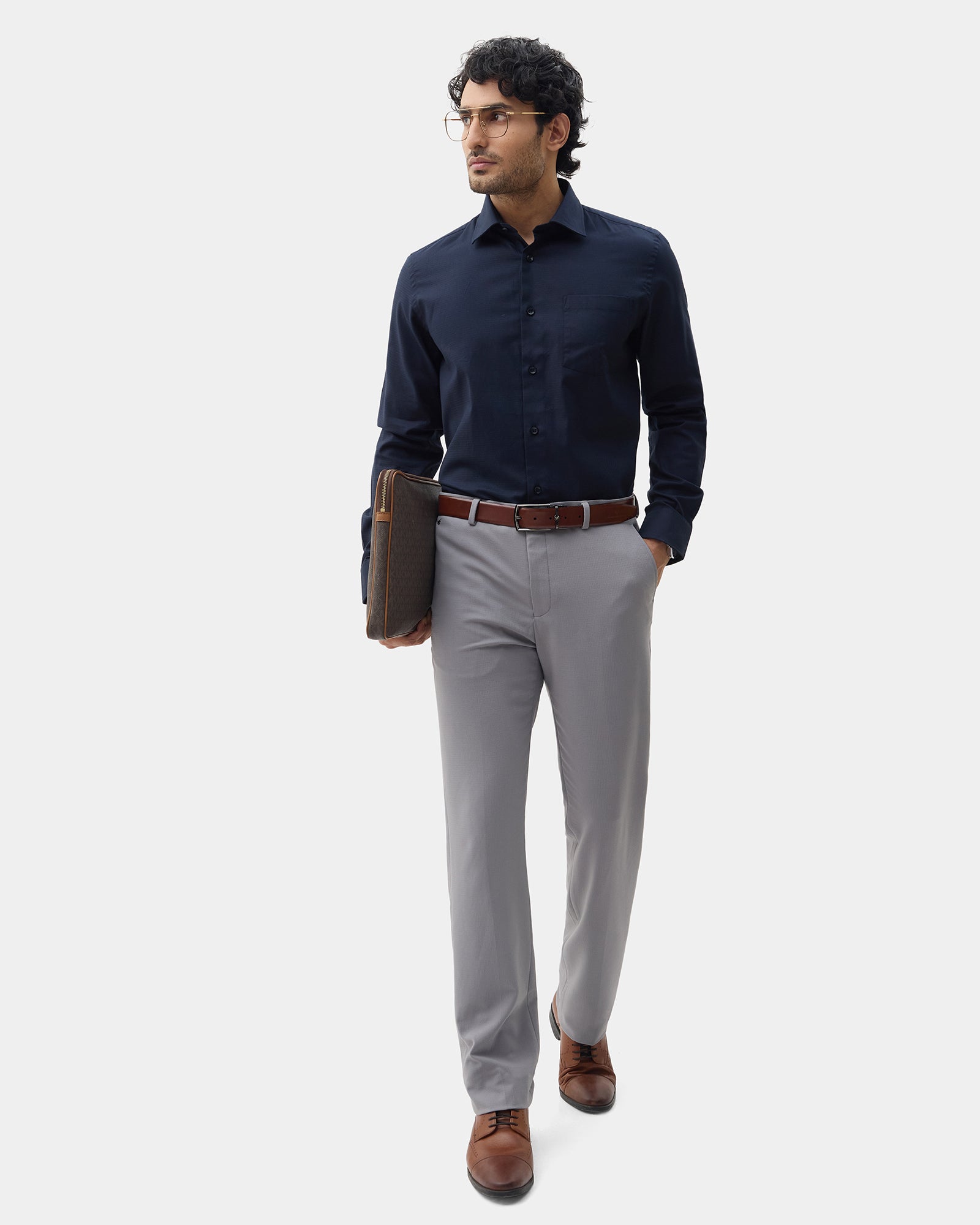 Navy Textured Shirt - Derek