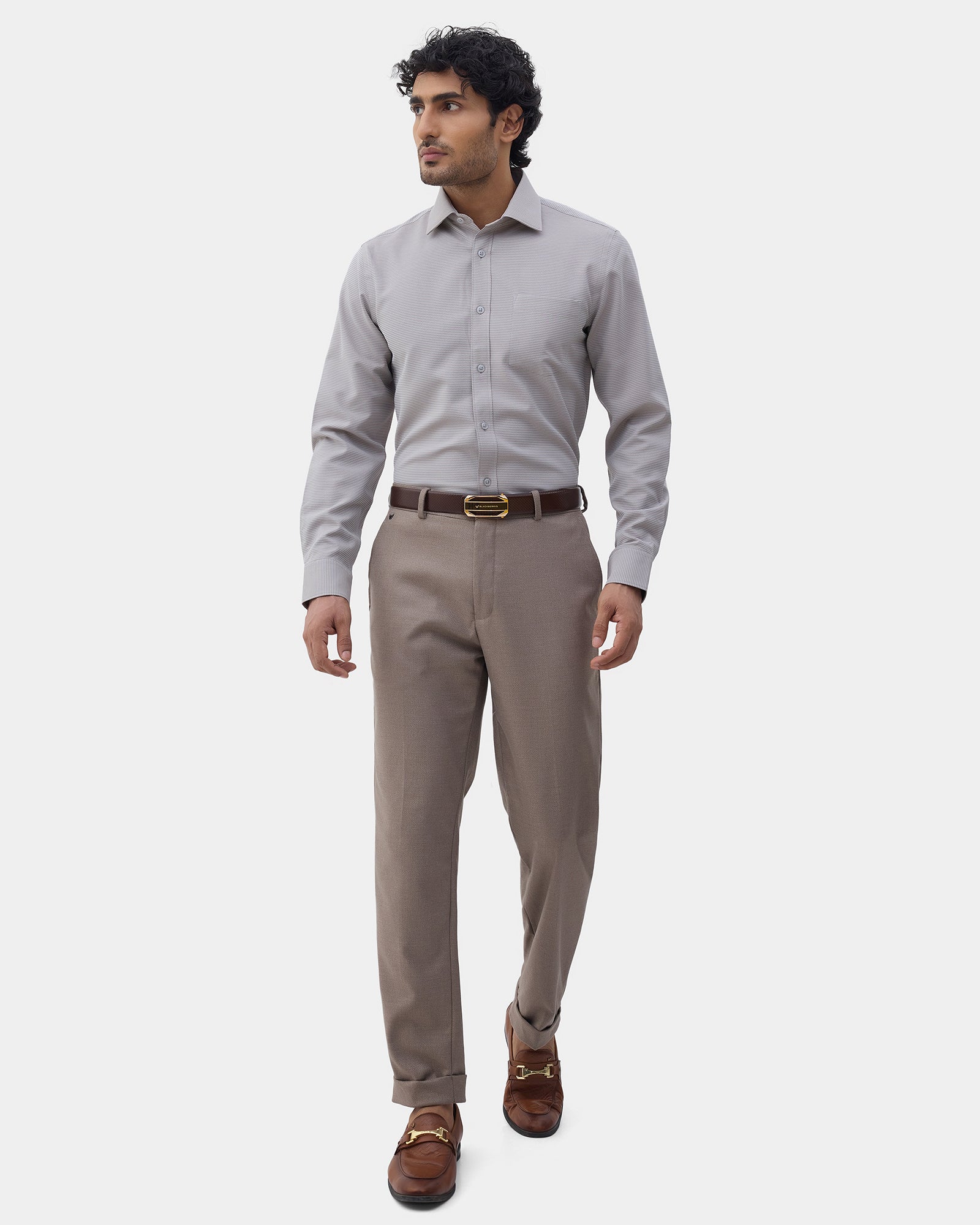Brown Unwrinkle Textured Shirt - Sigma E