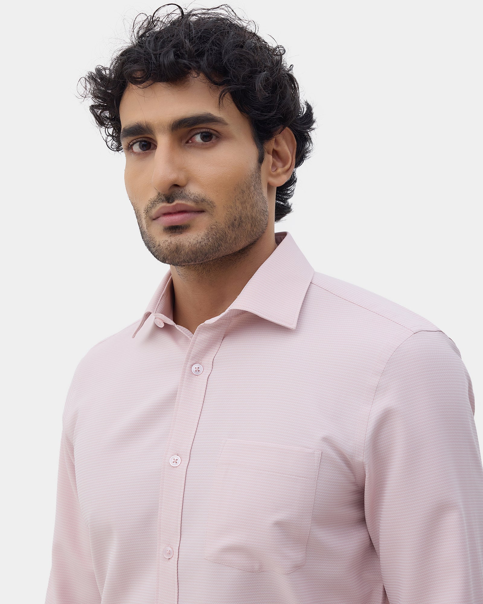 Peach Unwrinkle Textured Shirt - Sigma E